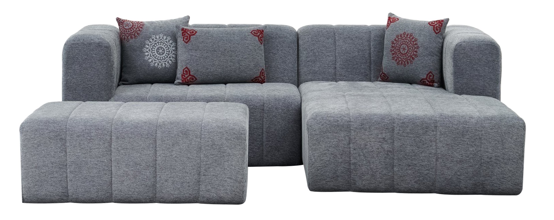 Beyza Sofa Récamiere Rechts mit Hocker Grau