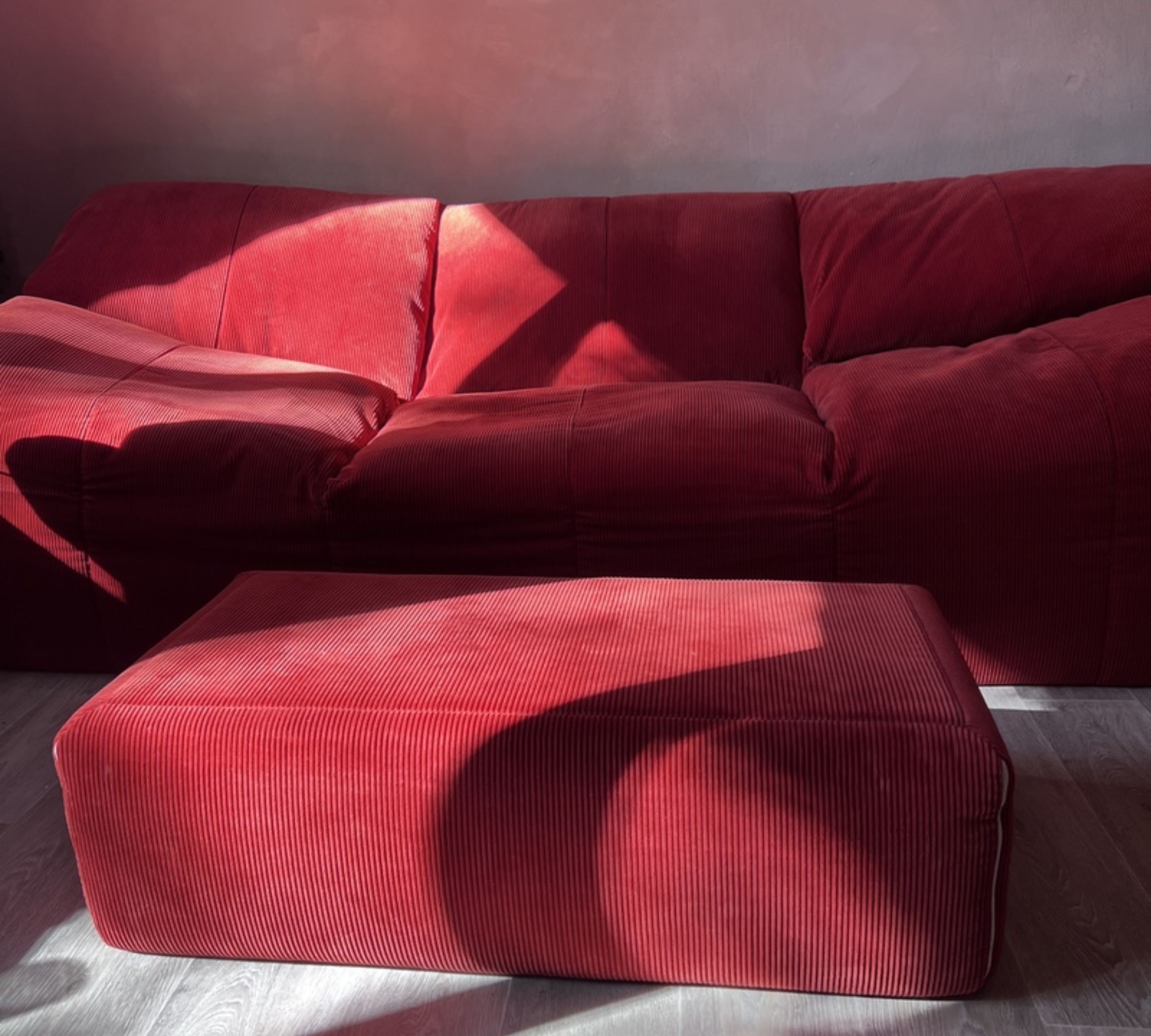 Plumy Sofa 3-Sitzer Baumwolle Rot