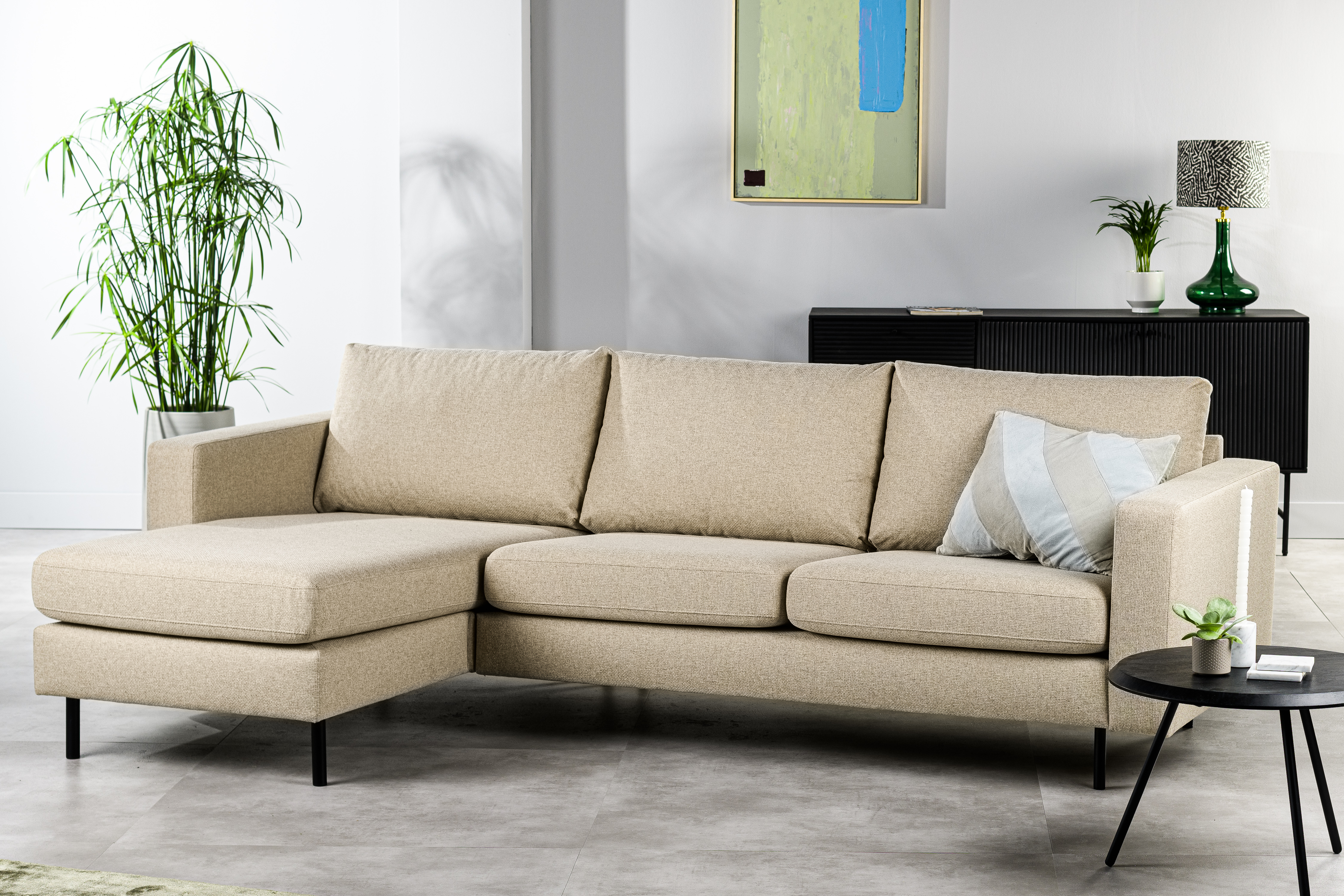 Sofa 3-Seater Chaiselongue Left Right Dillon Cream