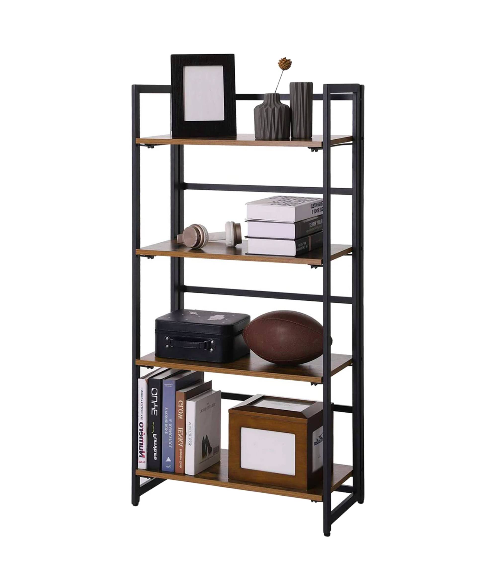 Regal Holz Metal Braun Schwarz