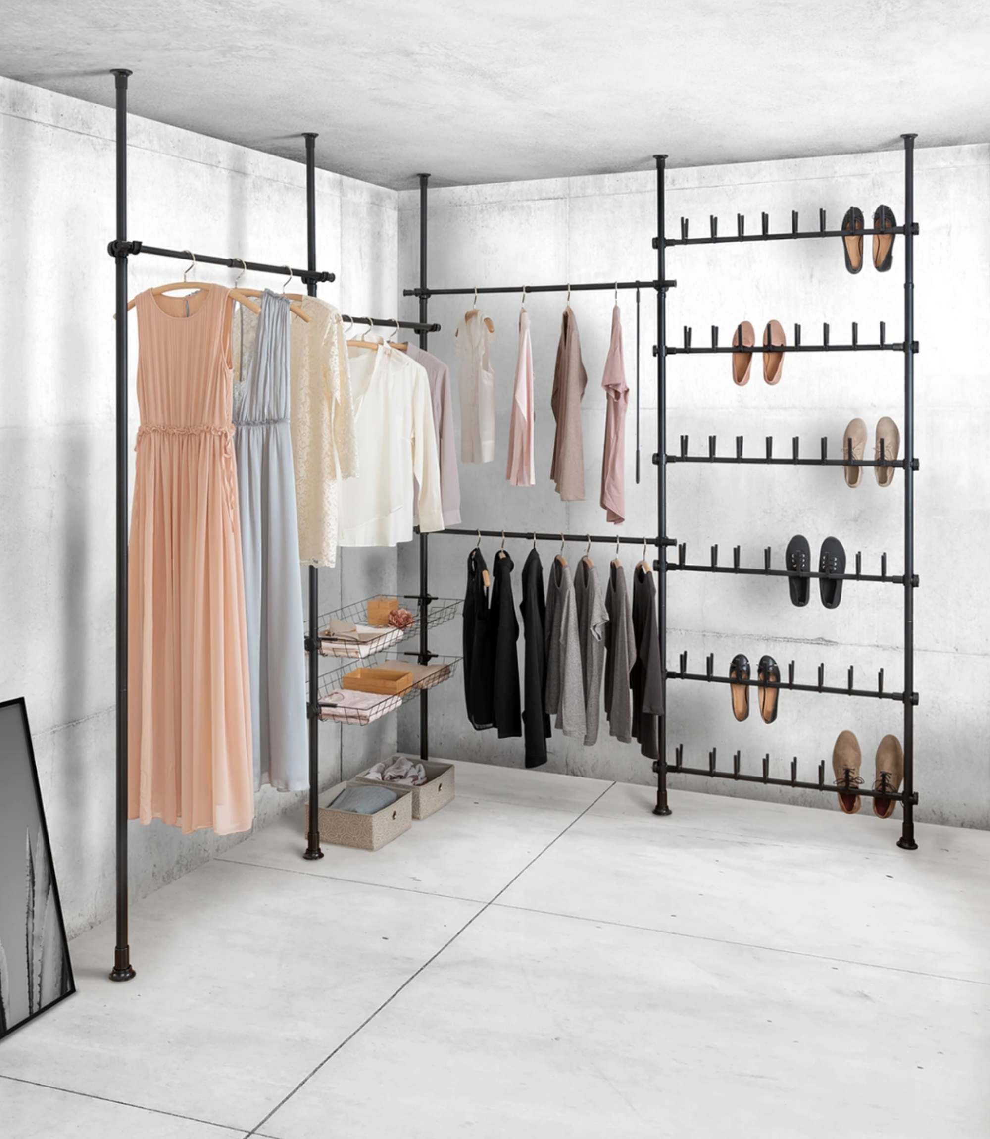 Teleskop-Regal Stahl Pulverbeschichtet Schwarz