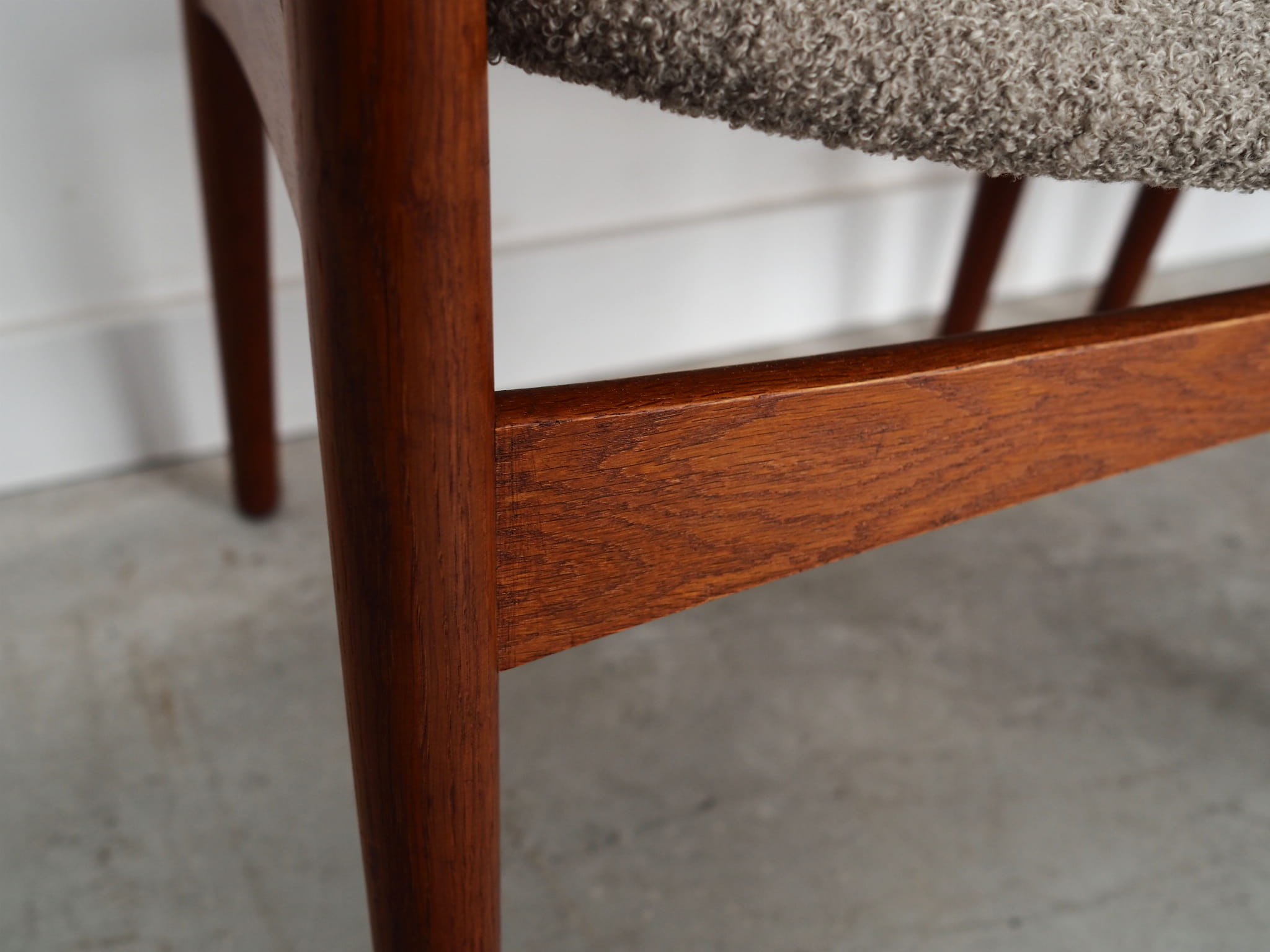 Vintage Chair Teak Wood Textile Grey 1960s