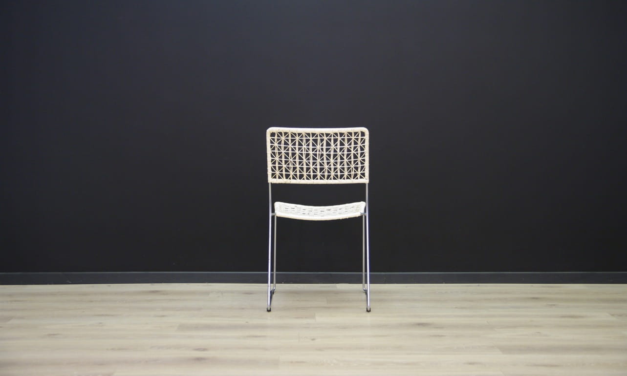 2x Vintage Stuhl Metall Weiß 1960er Jahre