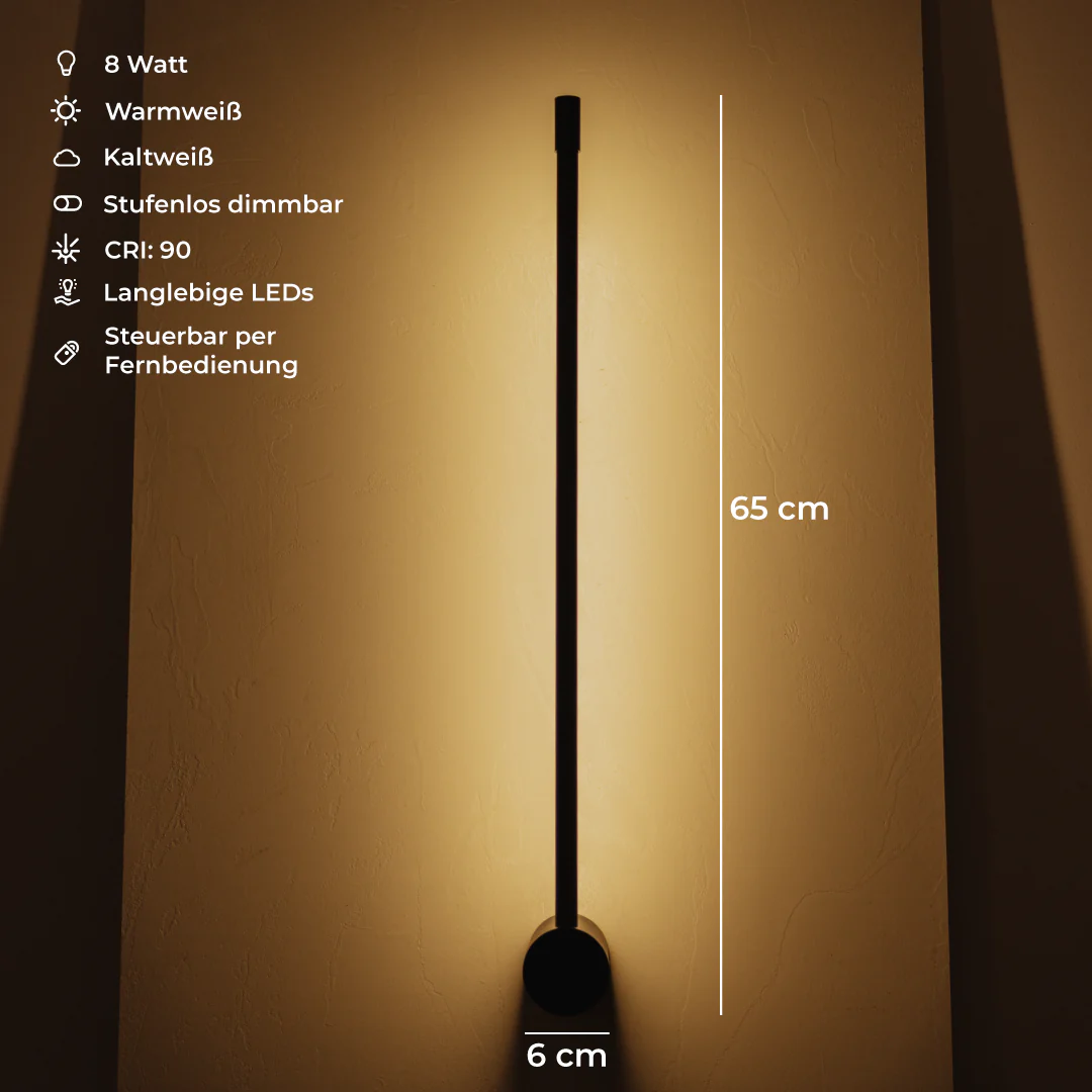 2x Minimalistische LED Wandleuchte PERSEIS Small Schwarz