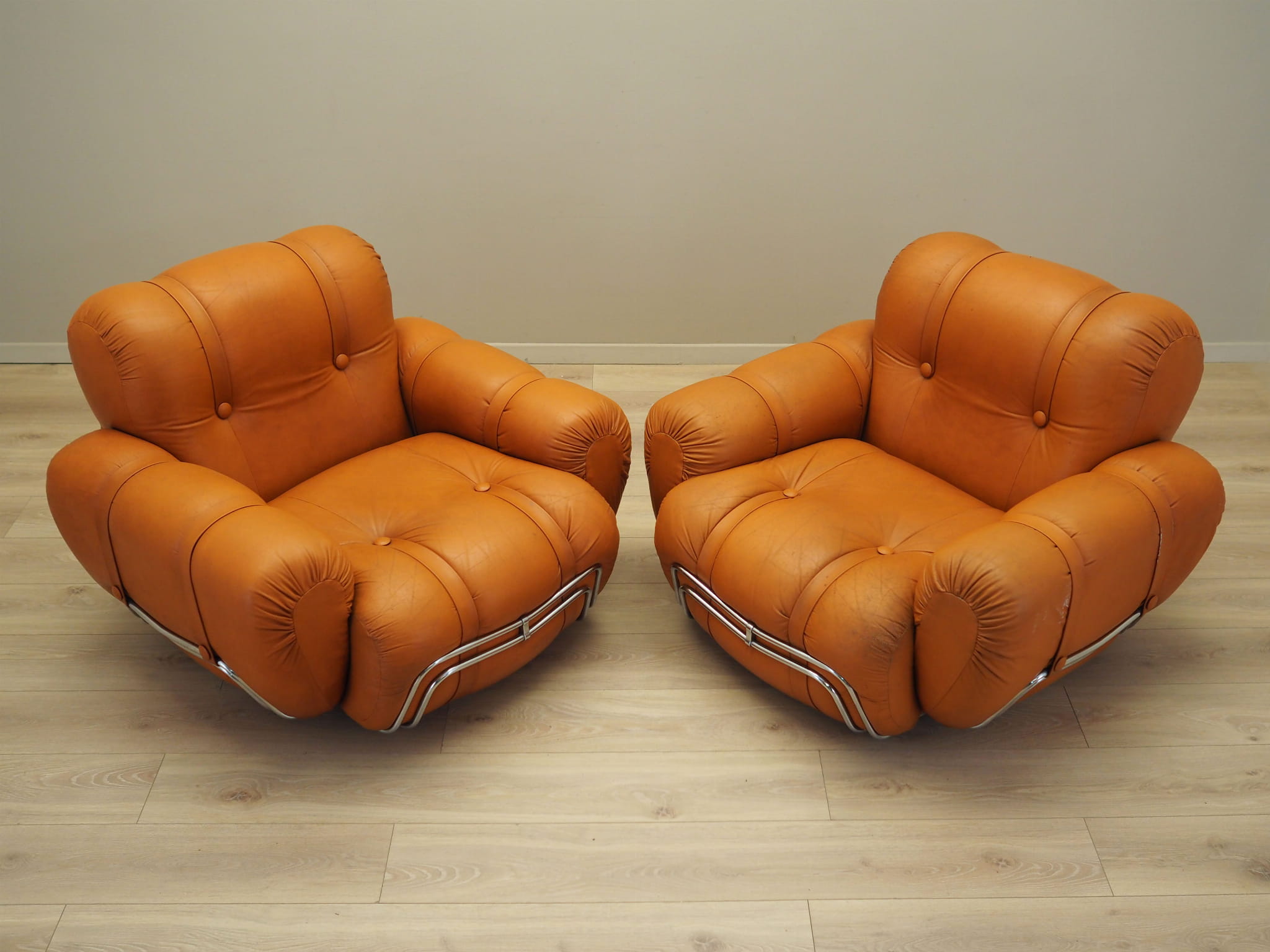 2x Space Age Armlehnsessel Orange 1960er Jahre