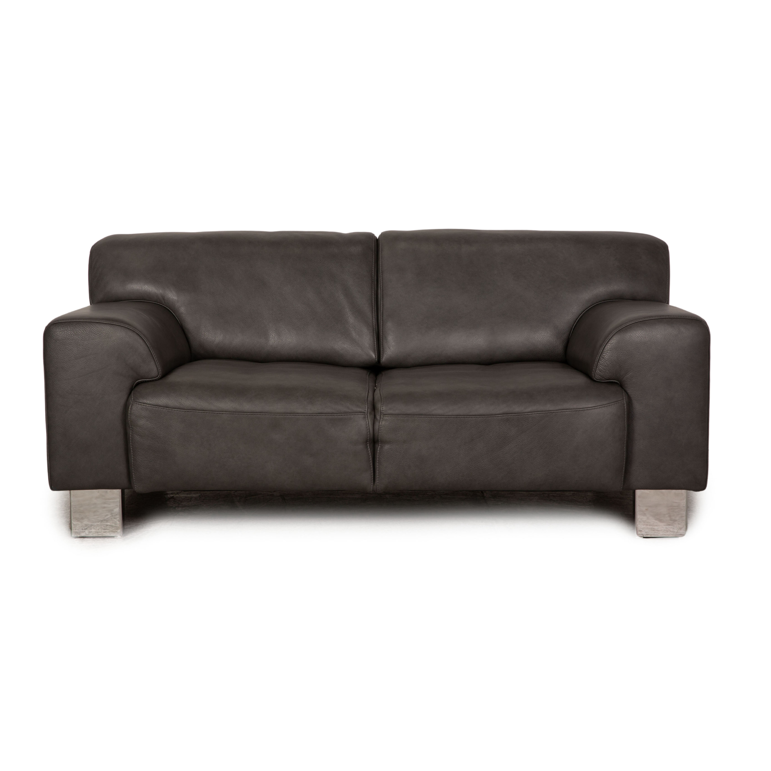 Alessiio Sofa 2-Sitzer Leder Dunkelgrau
