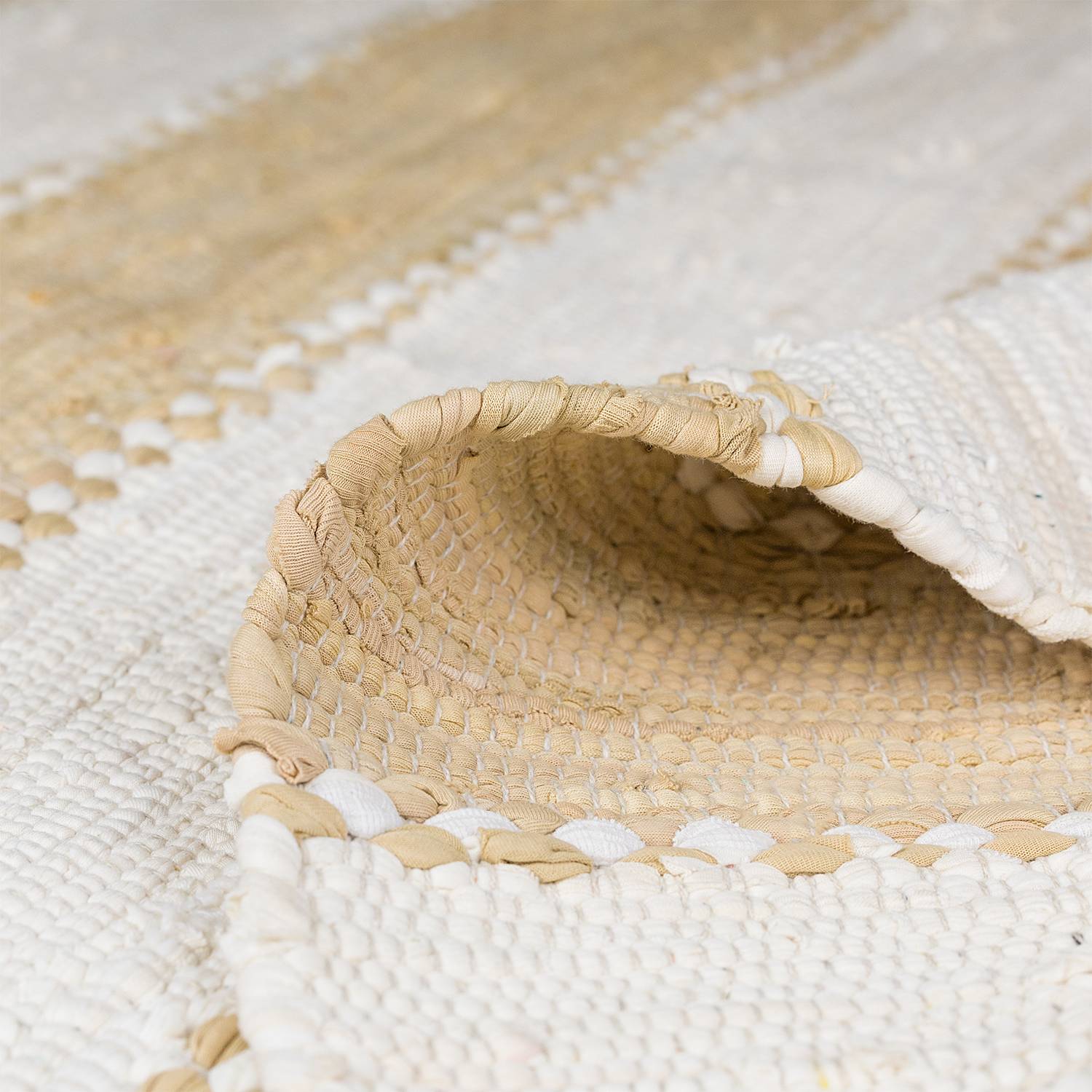 Kurzflorteppich Maher Baumwolle Beige