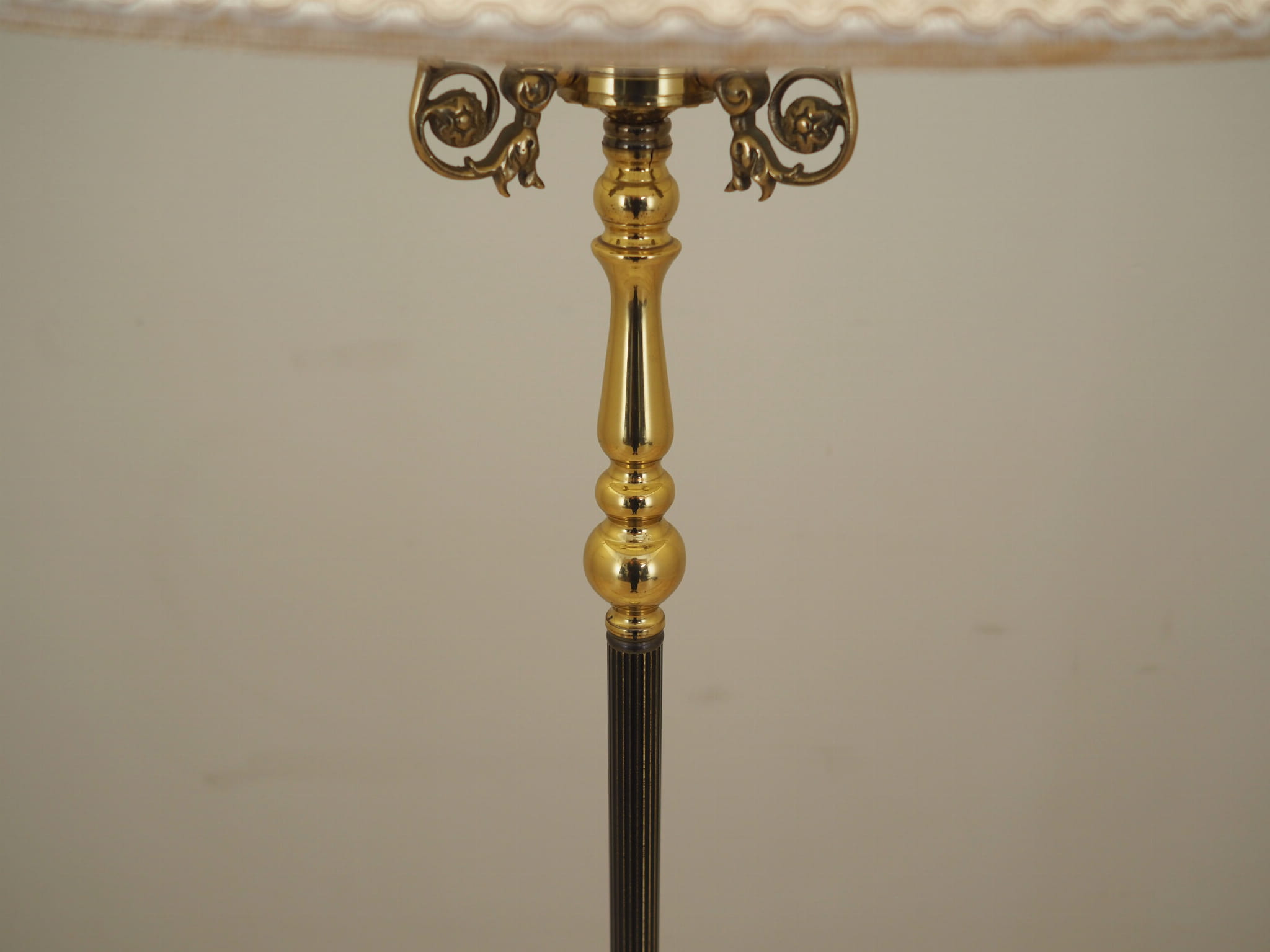 Vintage floor lamp Metal Fabric White 1970s