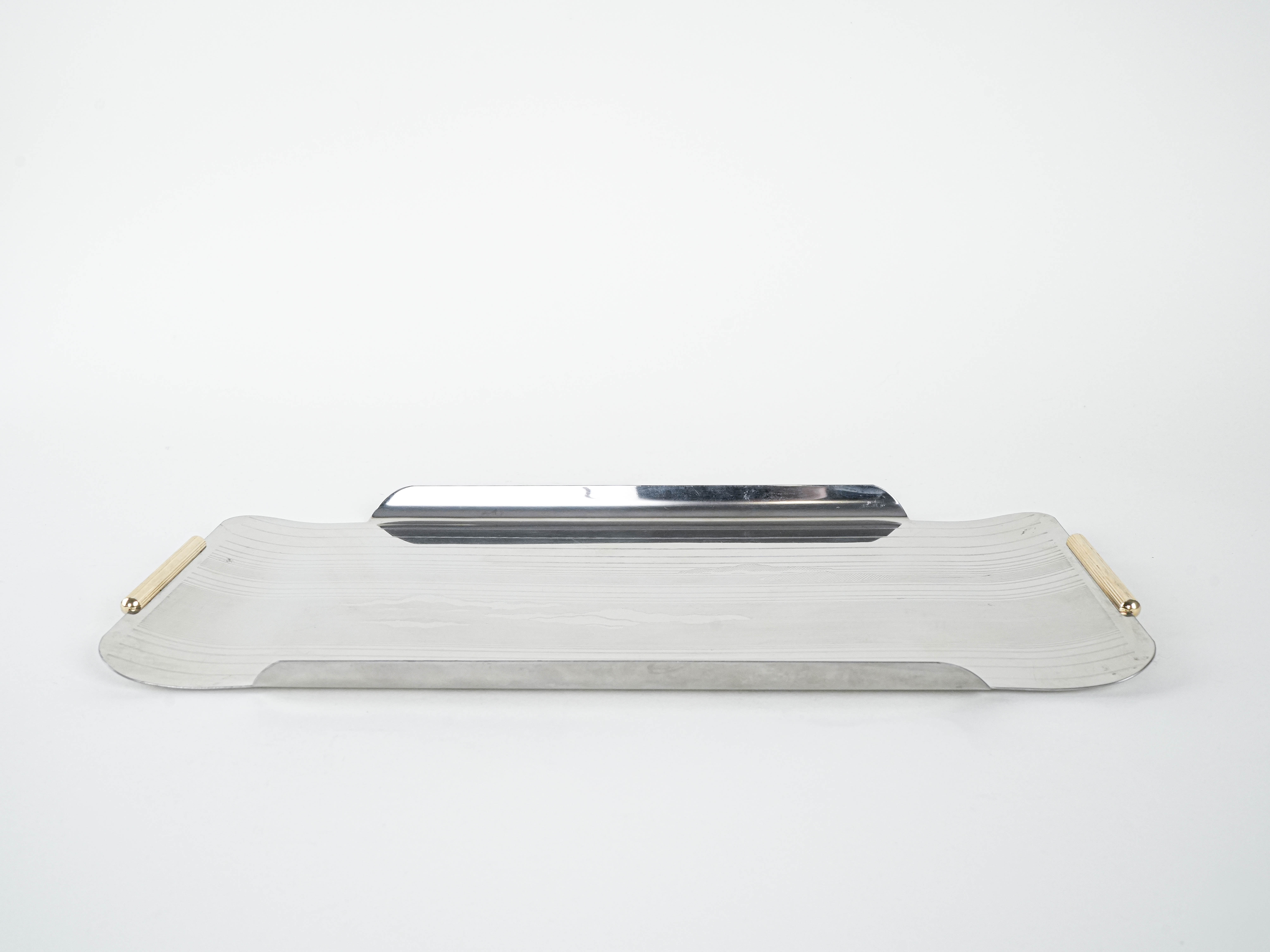 Stainless steel tray, Italian design, 1970s, made in I