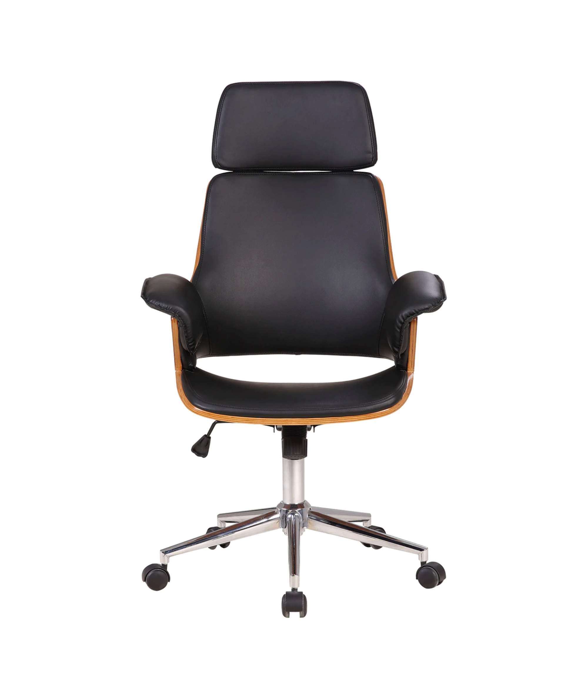 Bürostuhl Kunstleder Schwarz Walnuss