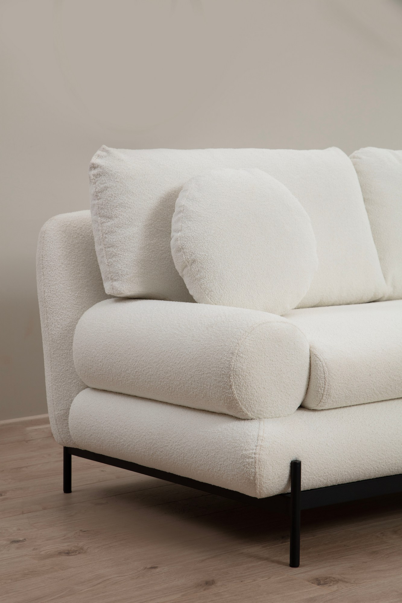 Sofa 3-Sitzer Textil Weiß