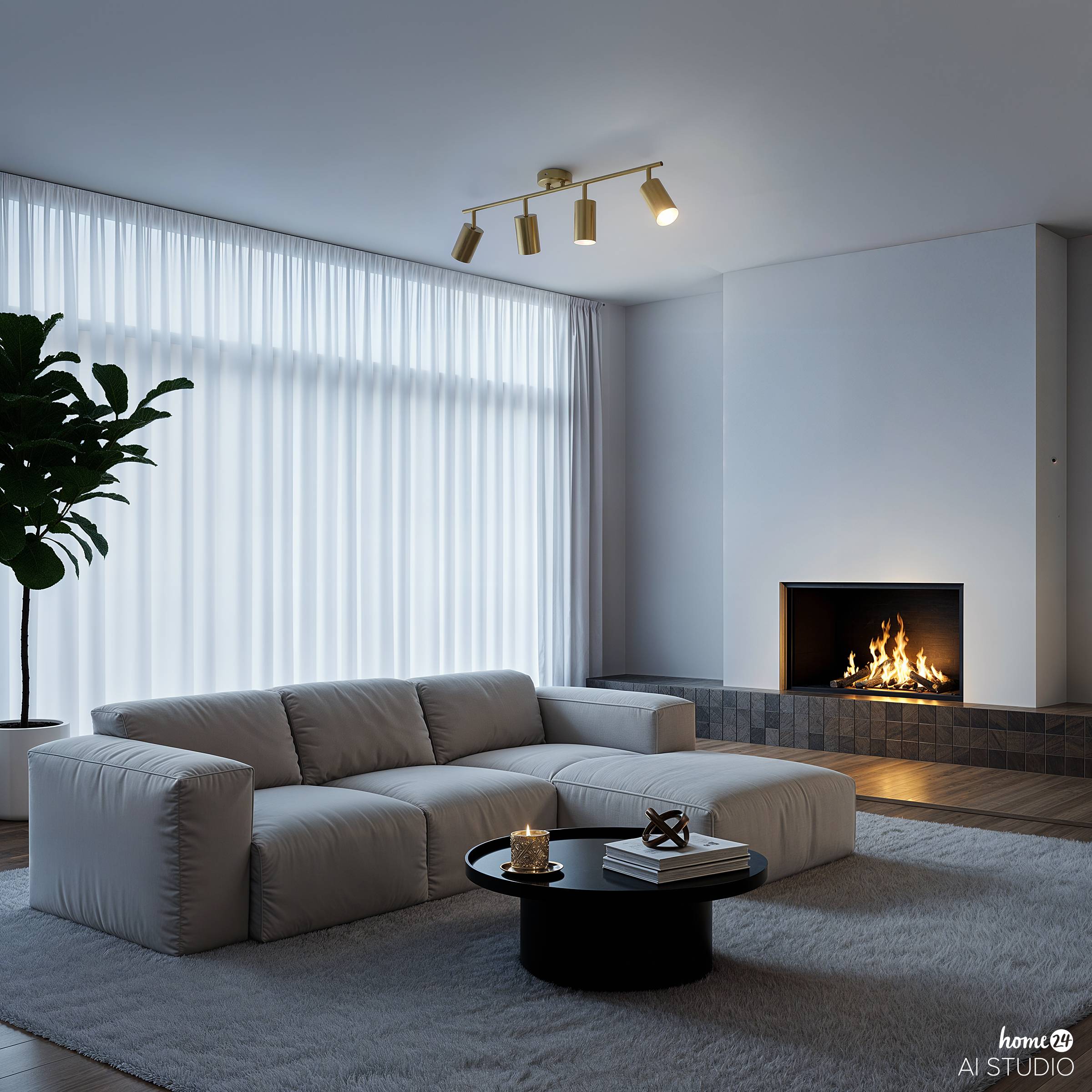 4-burner Ceiling light Iron Brass