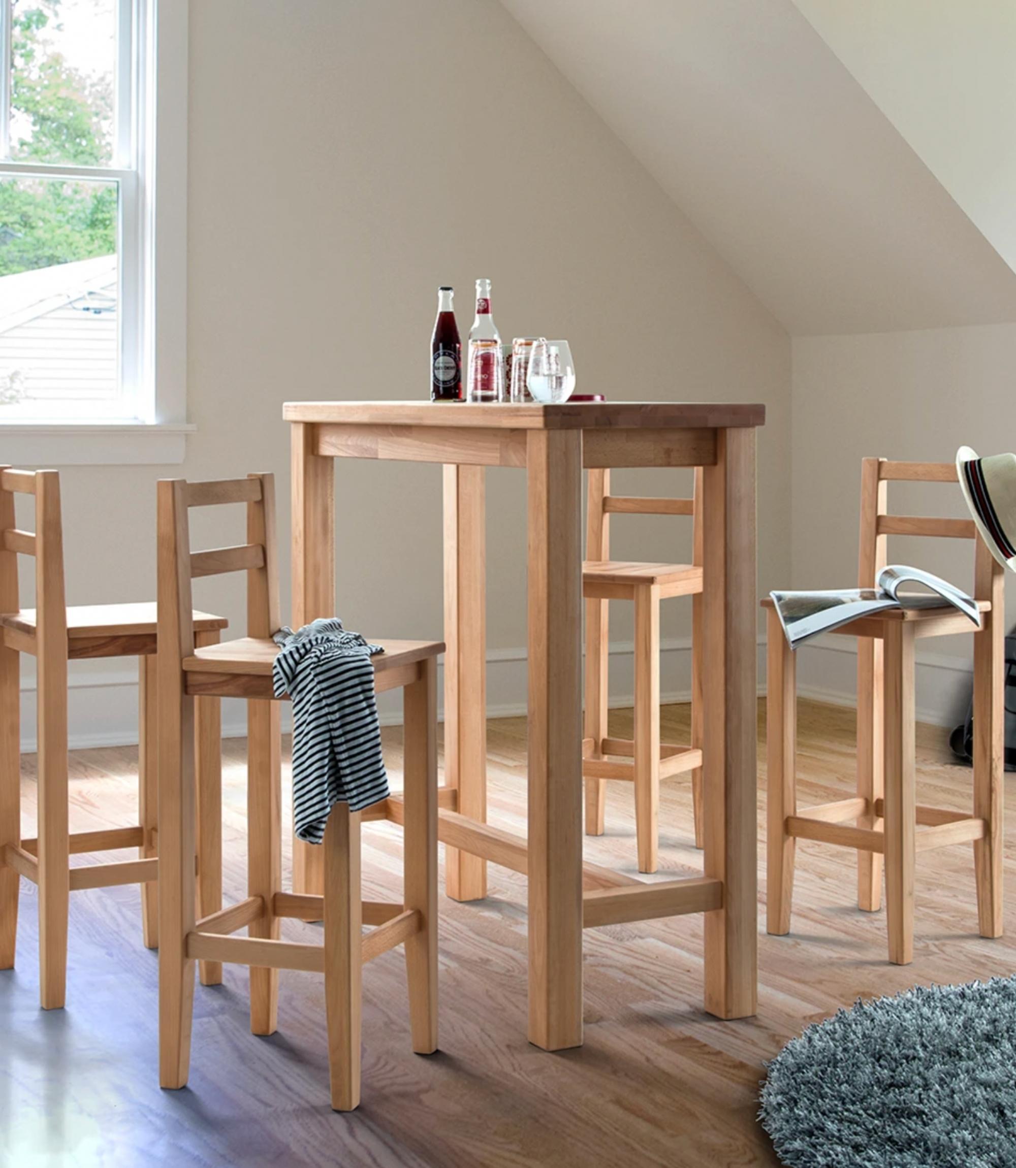 Bar stool solid heartwood beech brown