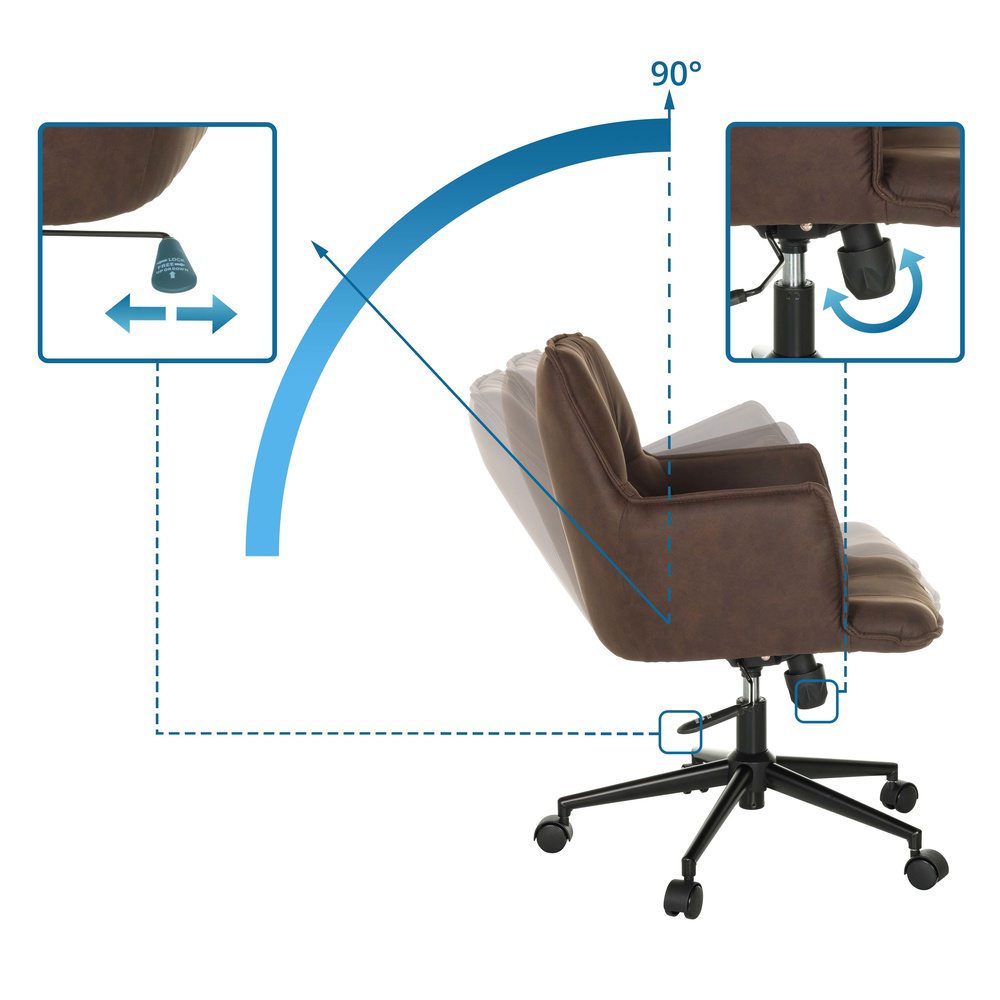 Solao Life  Office Chair Swivel Fabric Dark Brown
