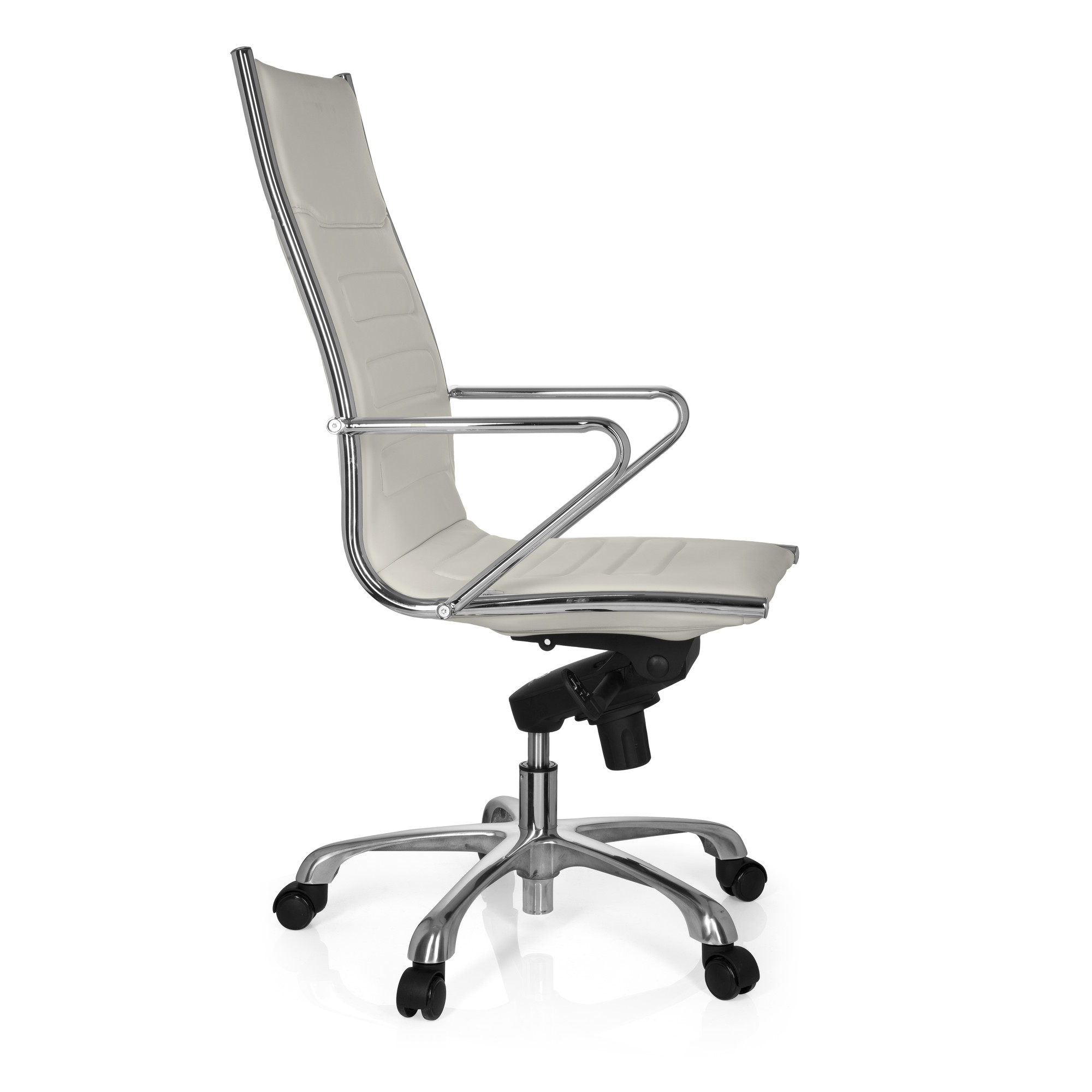 PARIBA III Swivel office chair with casters Faux leather White