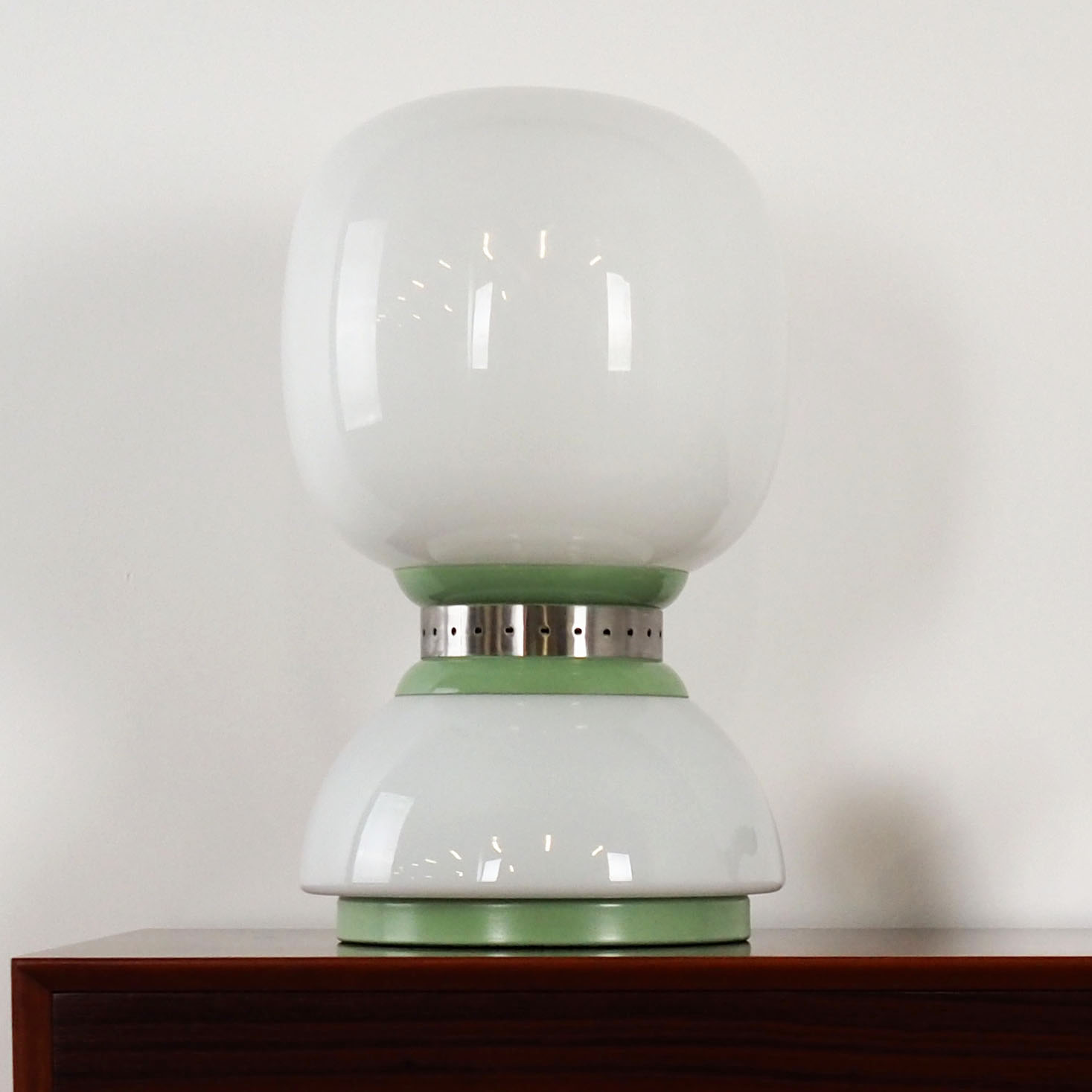 Tischlampe Metall Glas 1970er Jahre