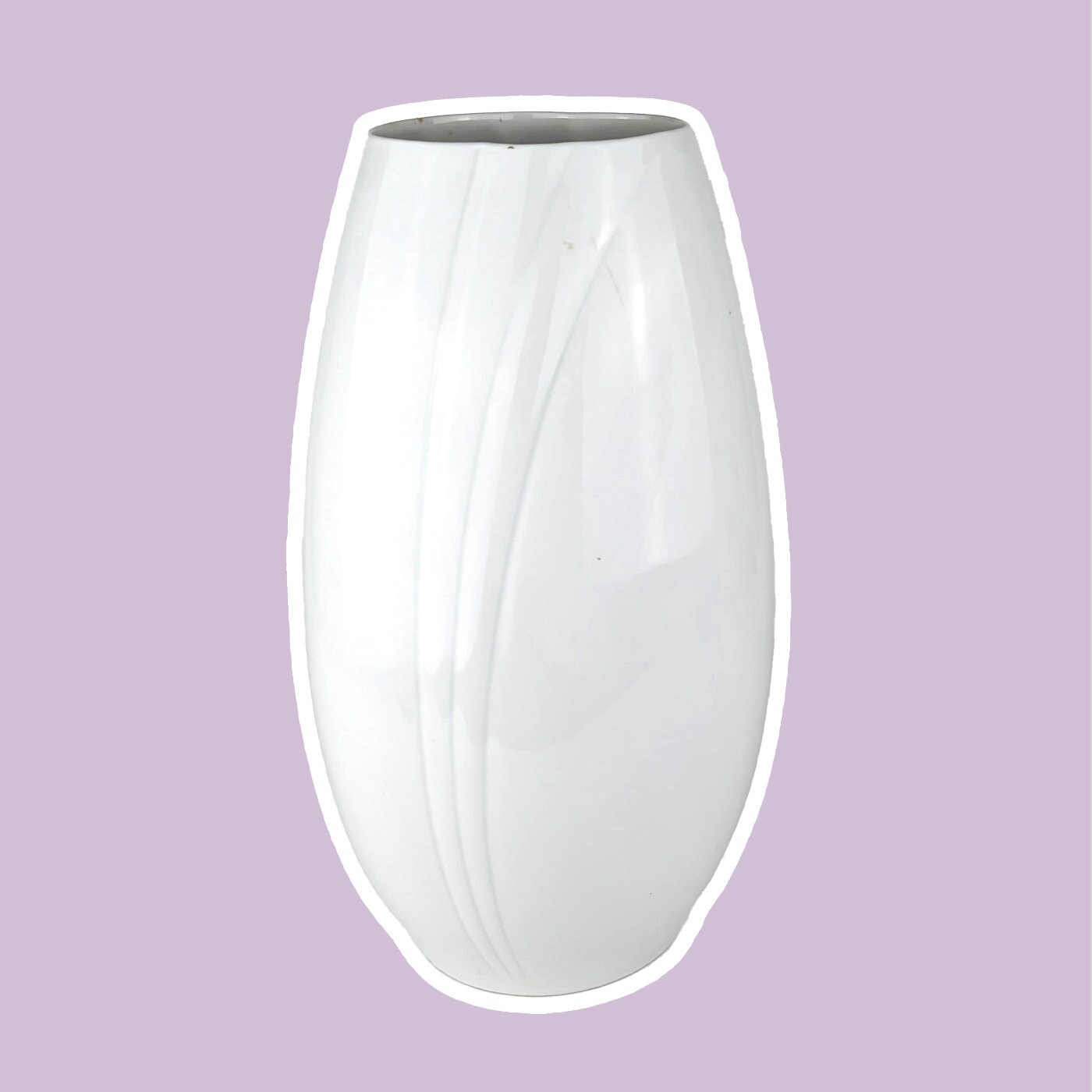 Vintage Vase Keramik Weiß 1980er Jahre