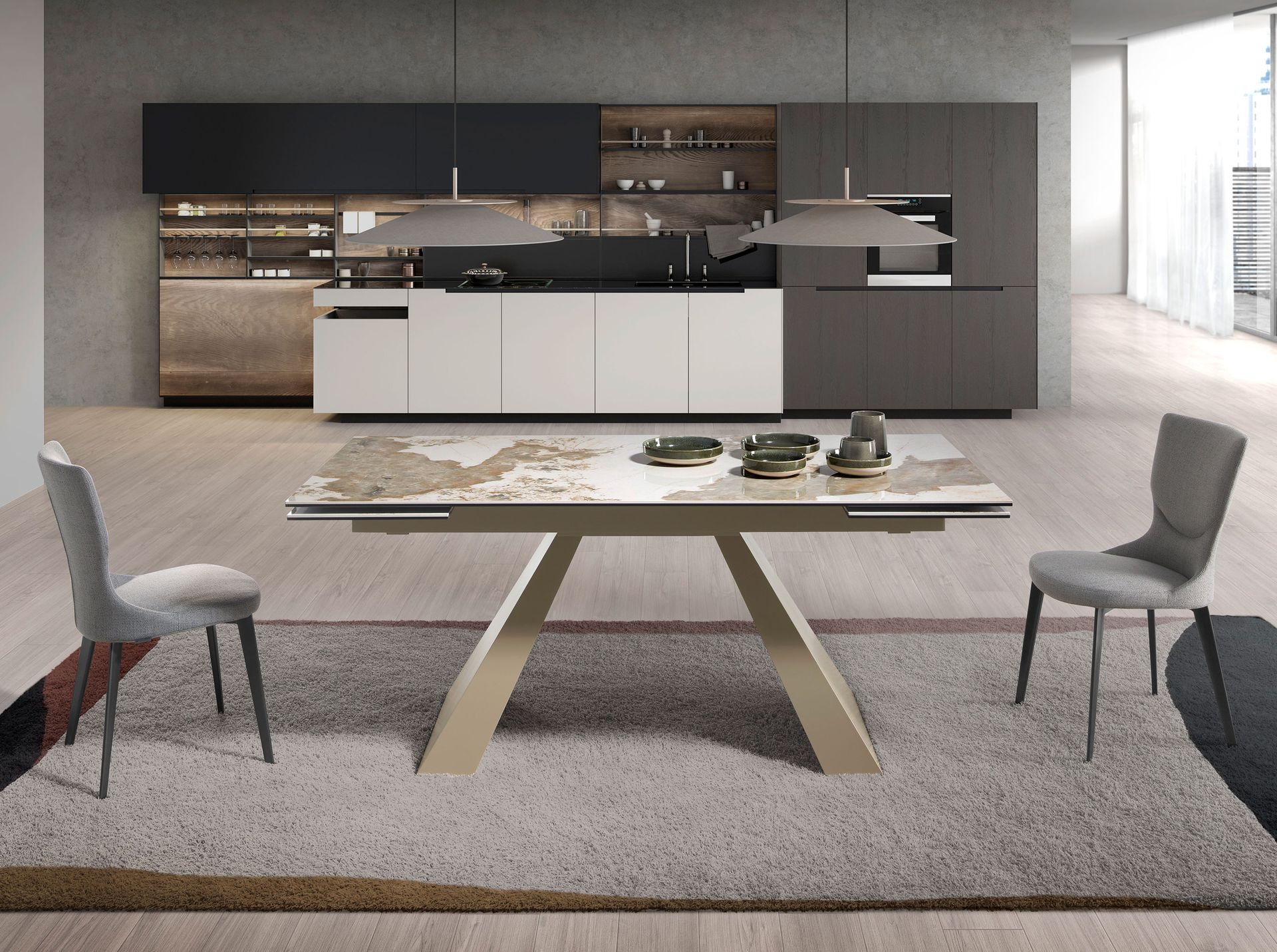 Sedia da pranzo in tessuto grigio