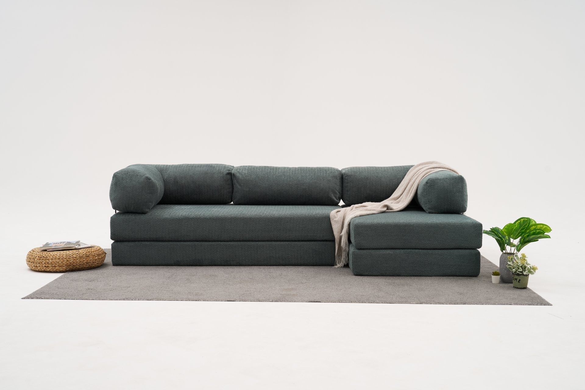 Comfort Schlafsofa Récamiere Rechts Petrol