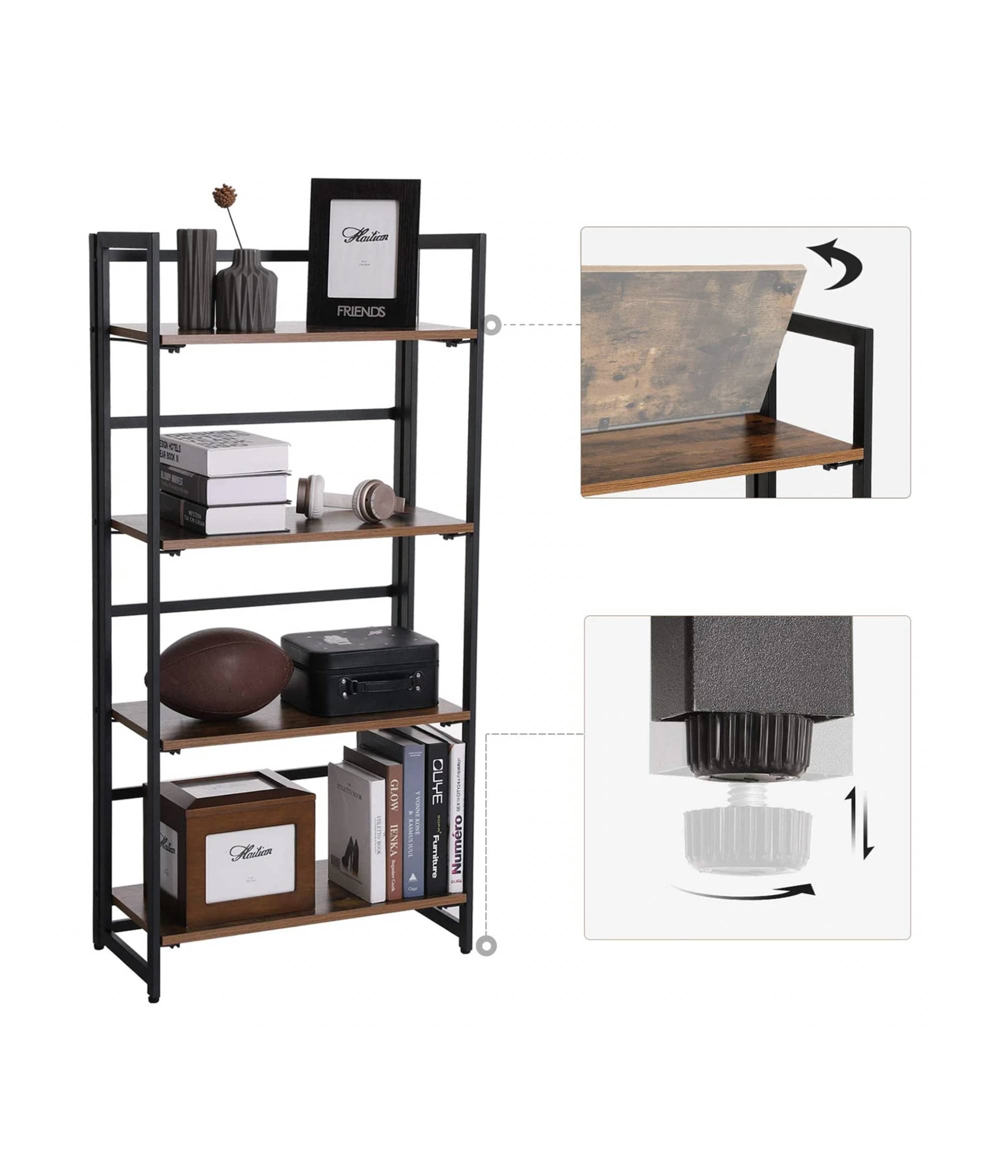 Regal Holz Metal Braun Schwarz