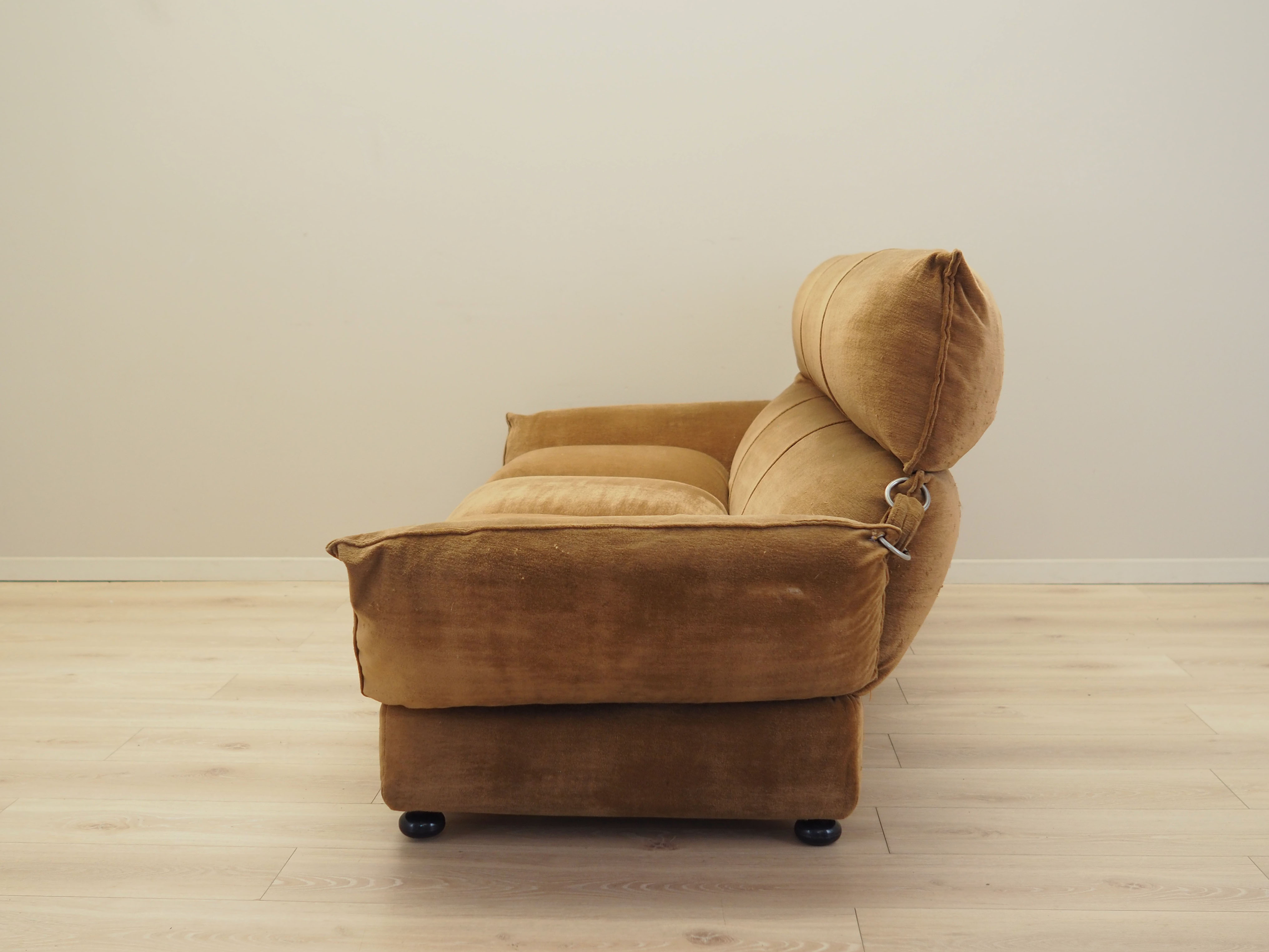 Sofa Velours Braun 1970er Jahre