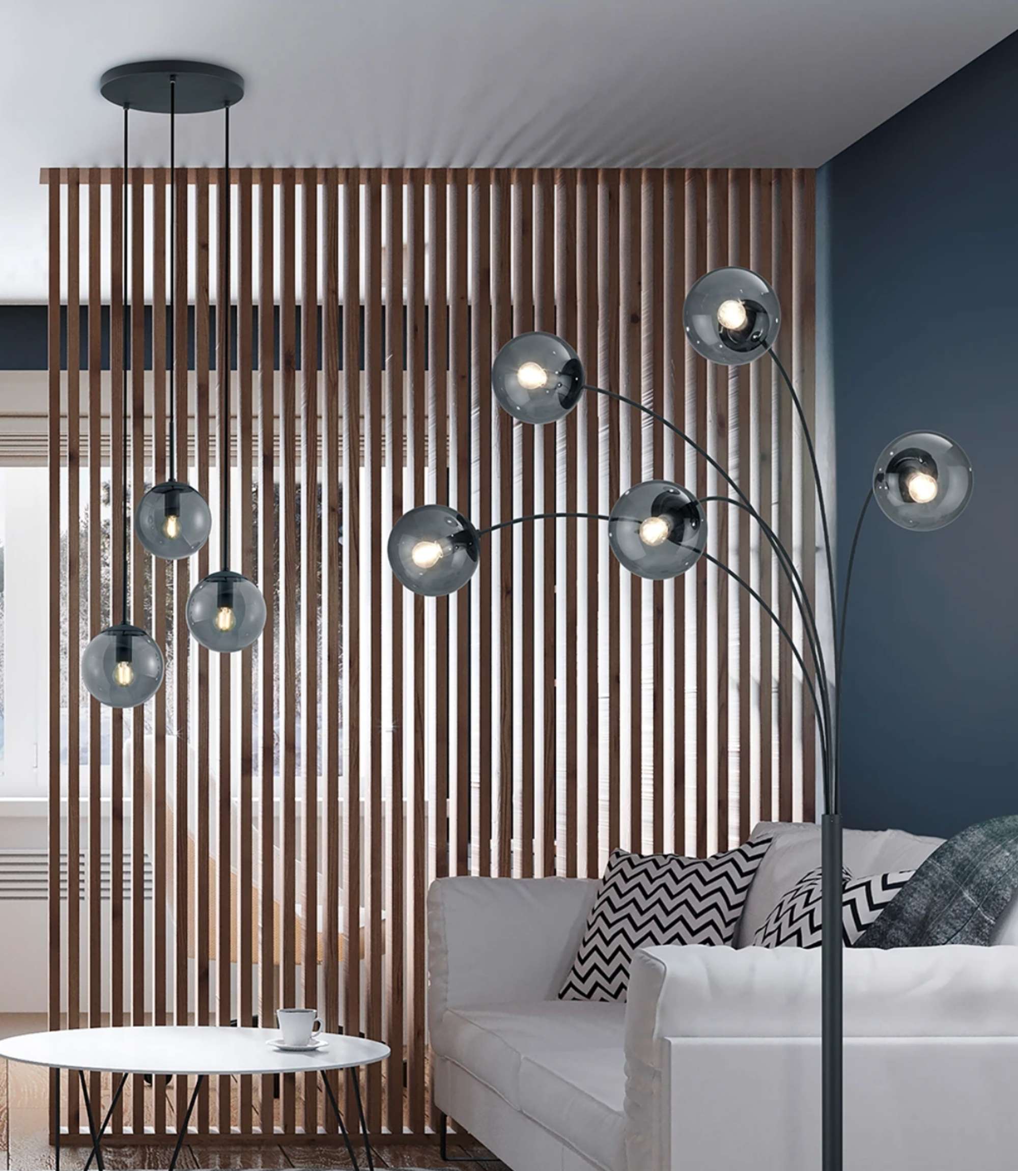 3-light pendant lamp Aluminum Black