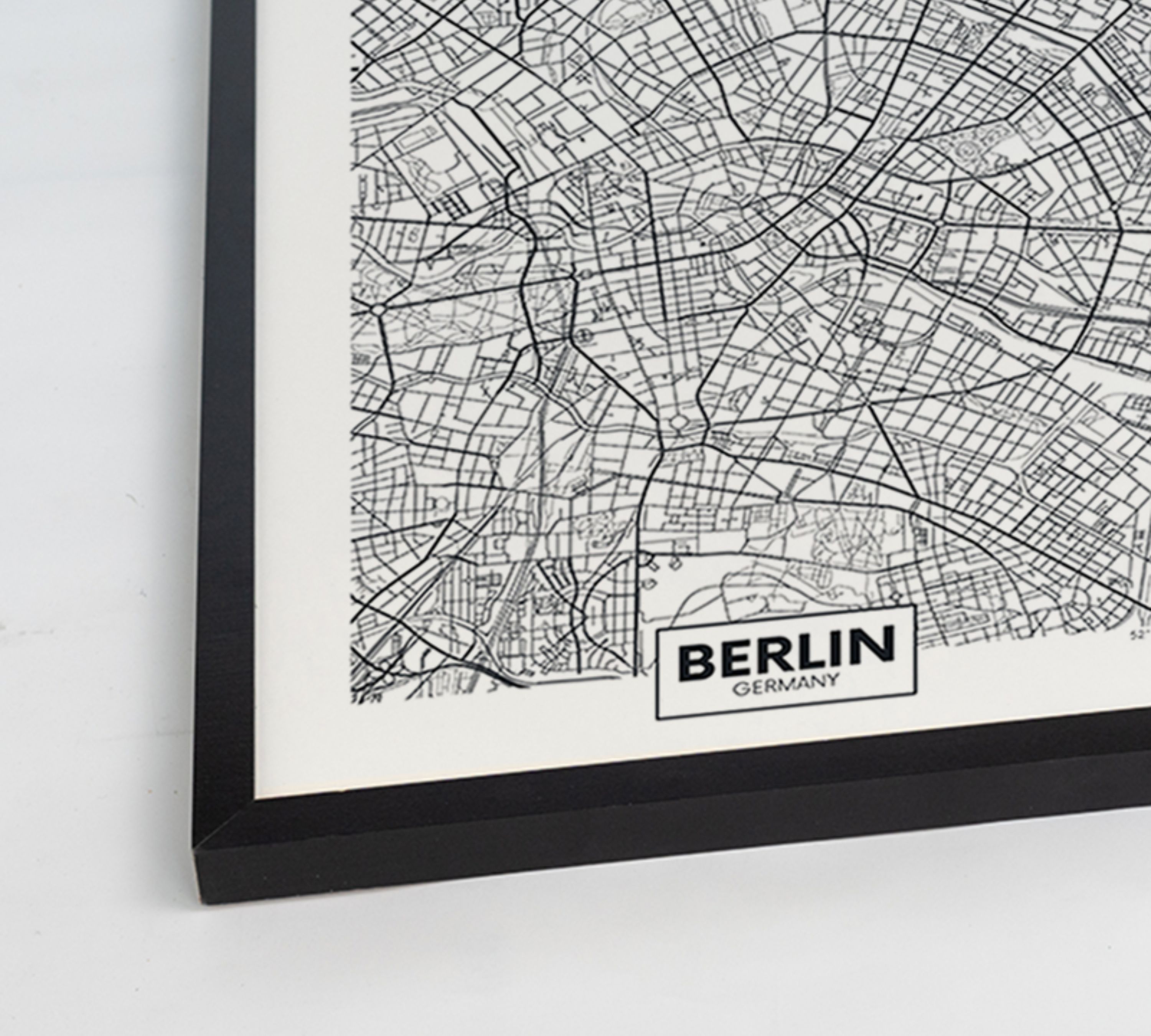 Berlin map Kunstdruck mit Rahmen Mehrfarbig