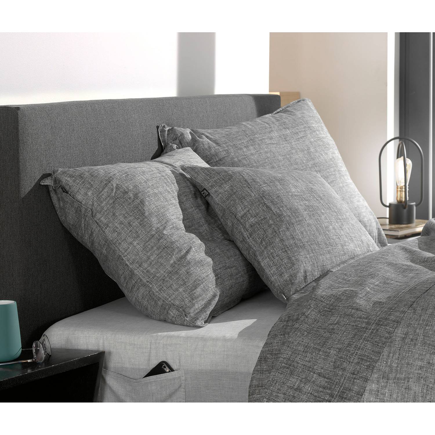 Pillowcase Lino I Cotton Grey