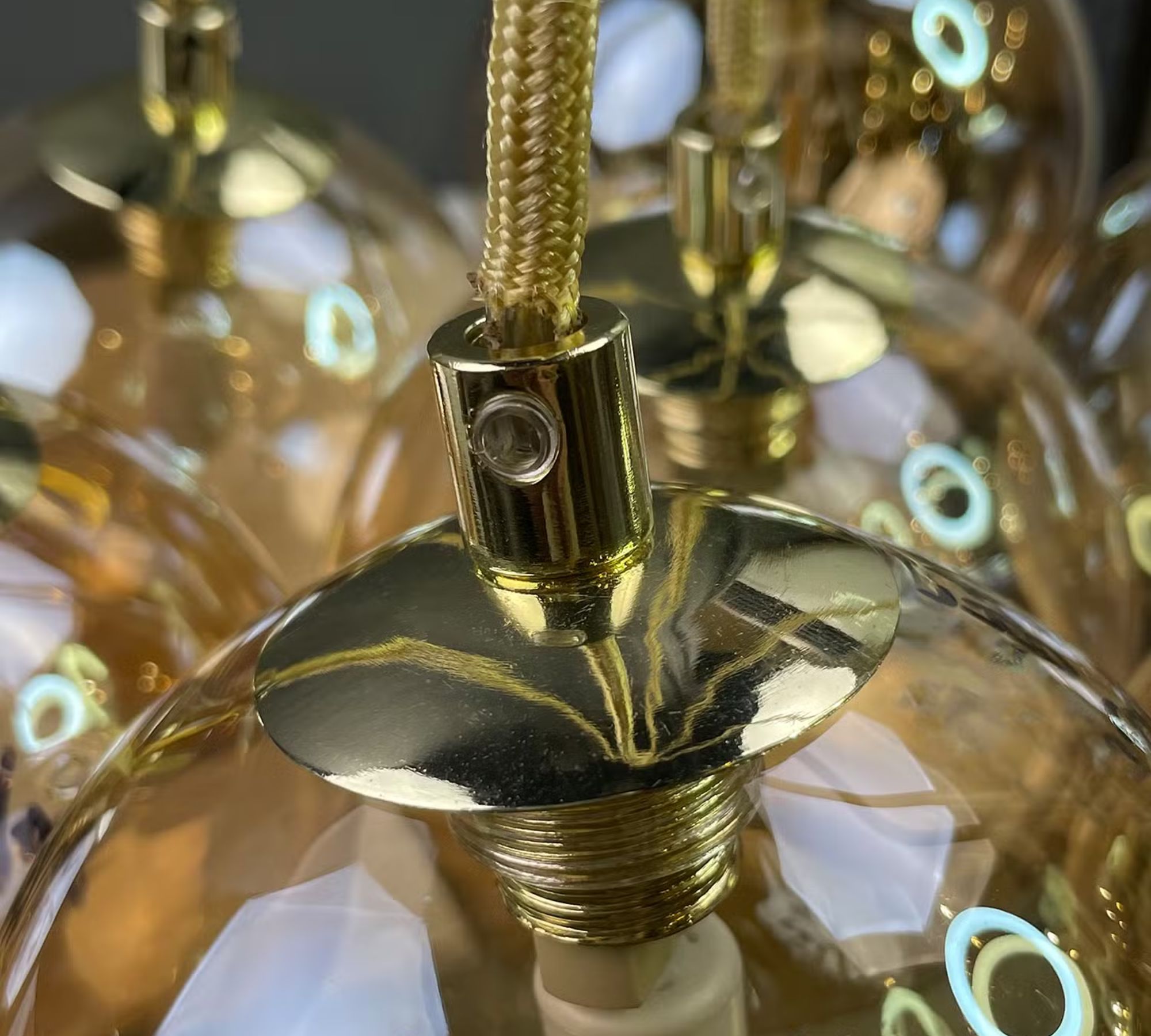 Pendant lamp 7-light glass metal gold