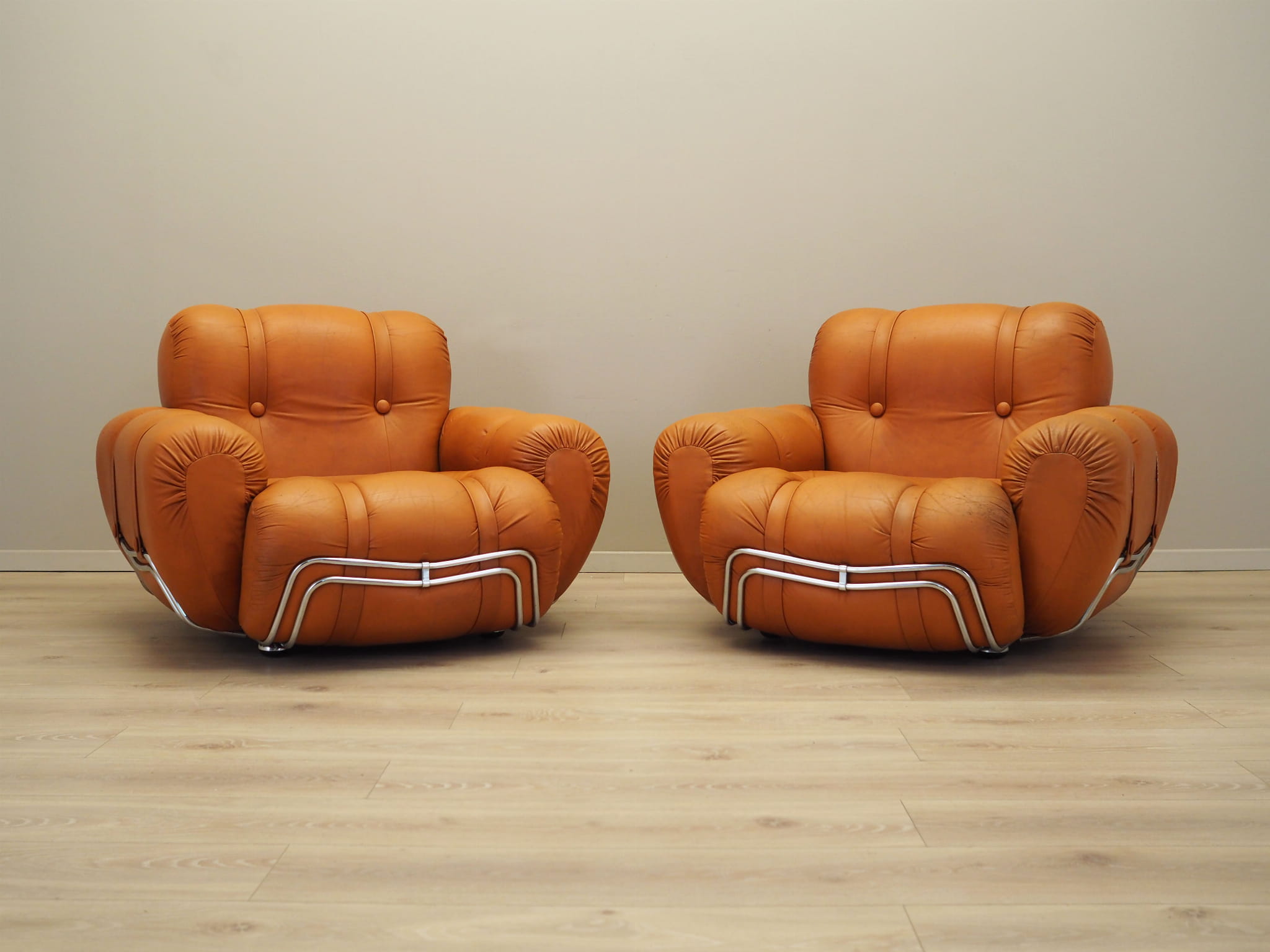2x Space Age Armlehnsessel Orange 1960er Jahre