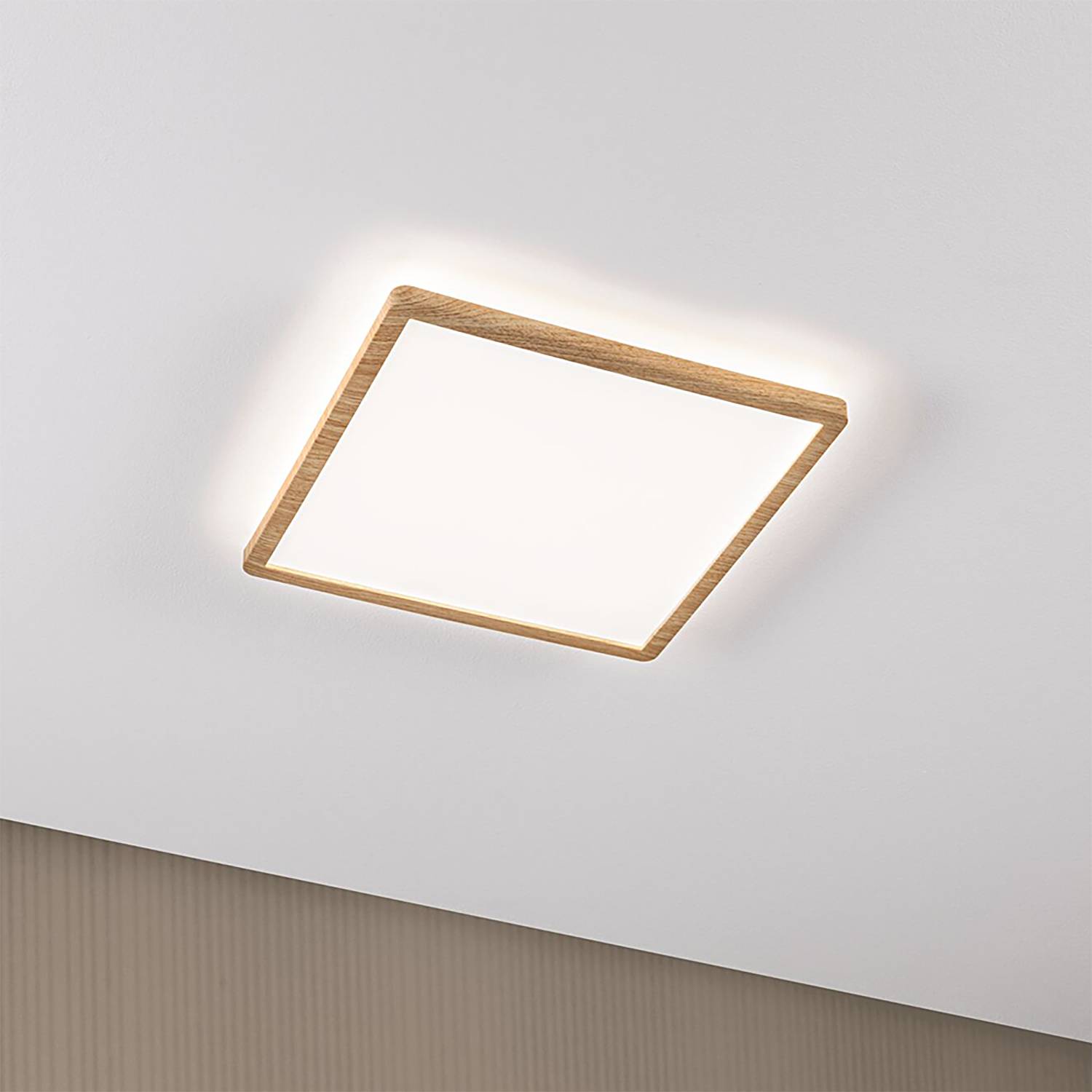 Atria Shine LED-Deckenleuchte Oak Kunststoff / Eiche Optik Braun 1-flammig Universalweiß