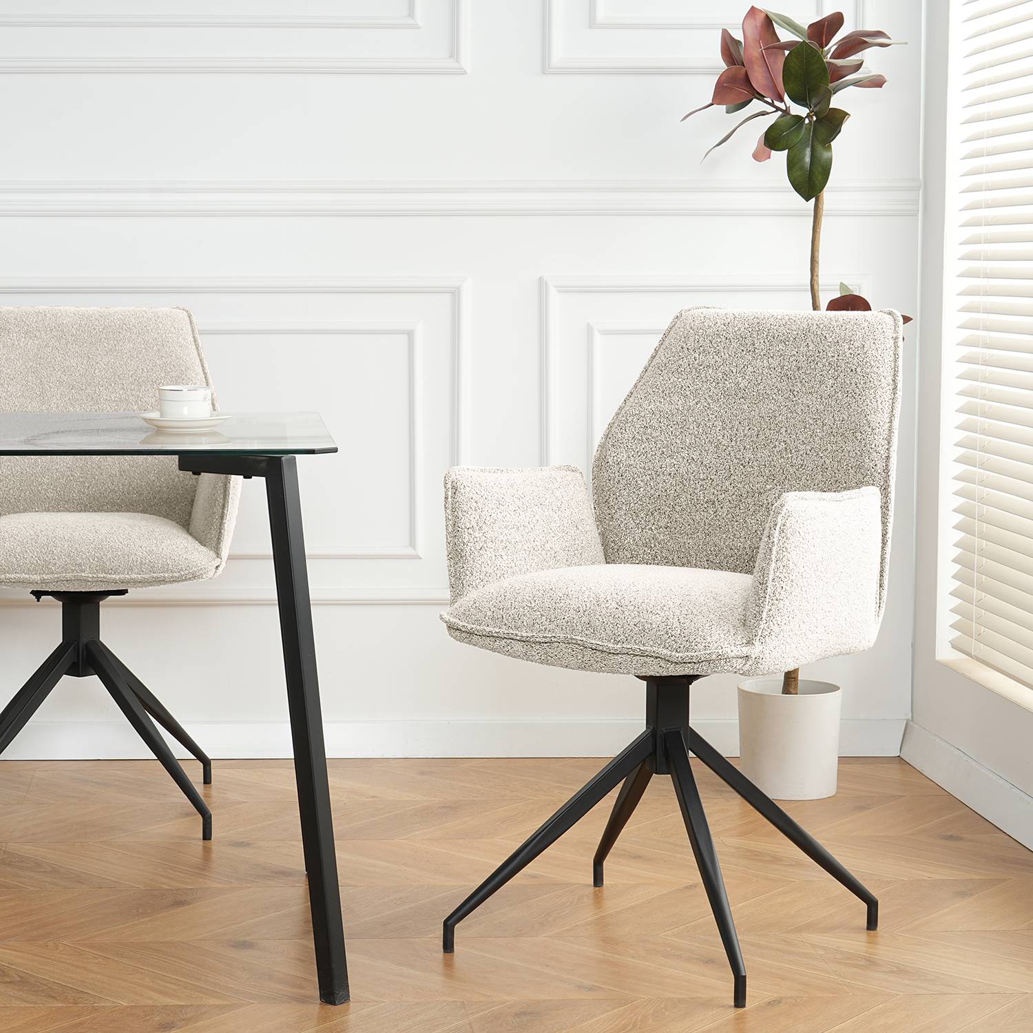 Armchair Duber Bouclé Light Grey