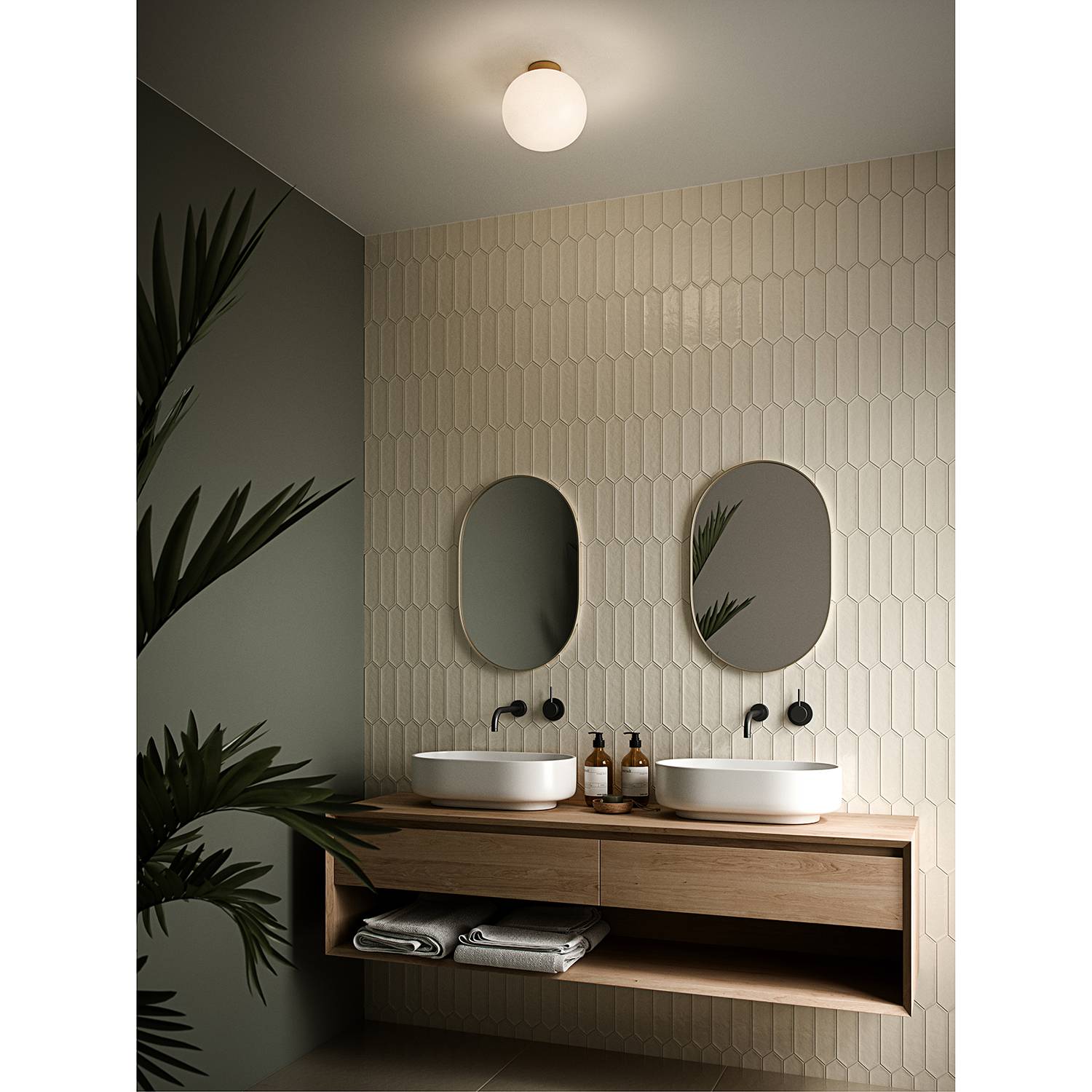 Alton I Ceiling light Opal glass Steel 1-light