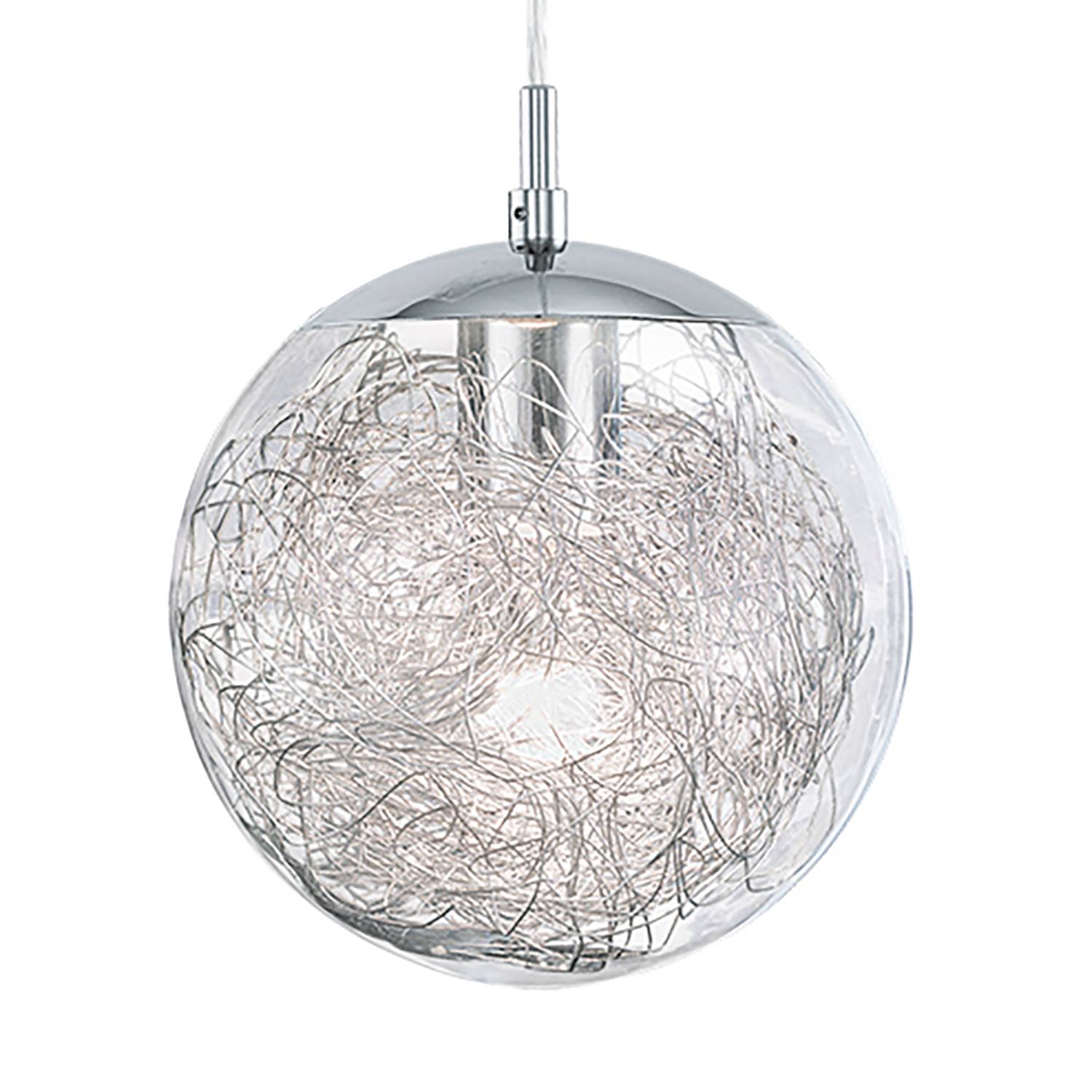 Pendant lamp Luberio Glass Aluminum 1-bulb Silver