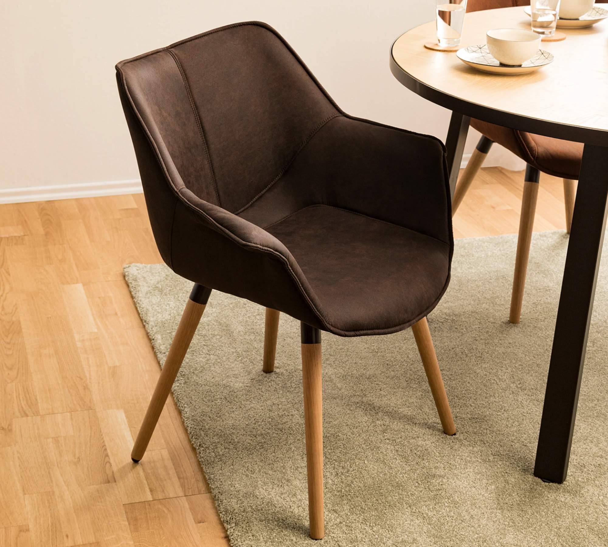 Armchair Solid wood Plastic Brown