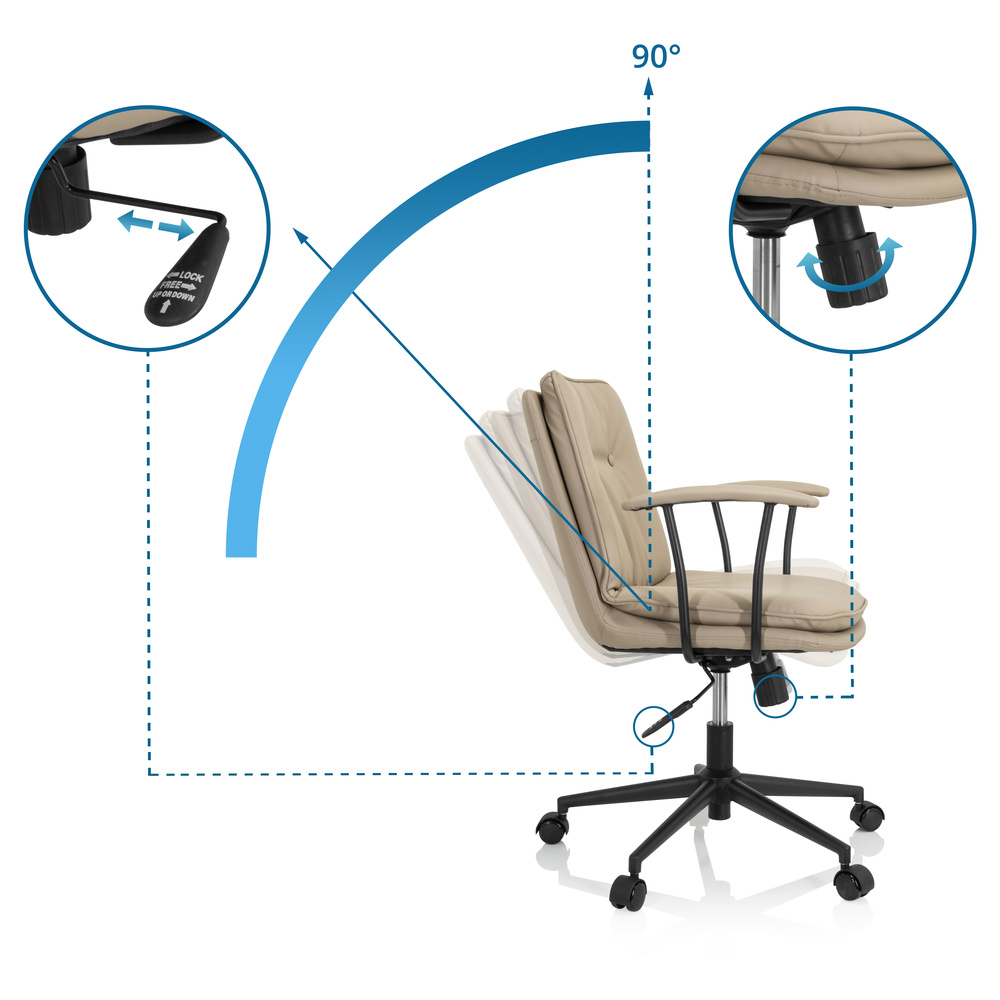 SMALLO Bürostuhl Drehbar Kunstleder Beige