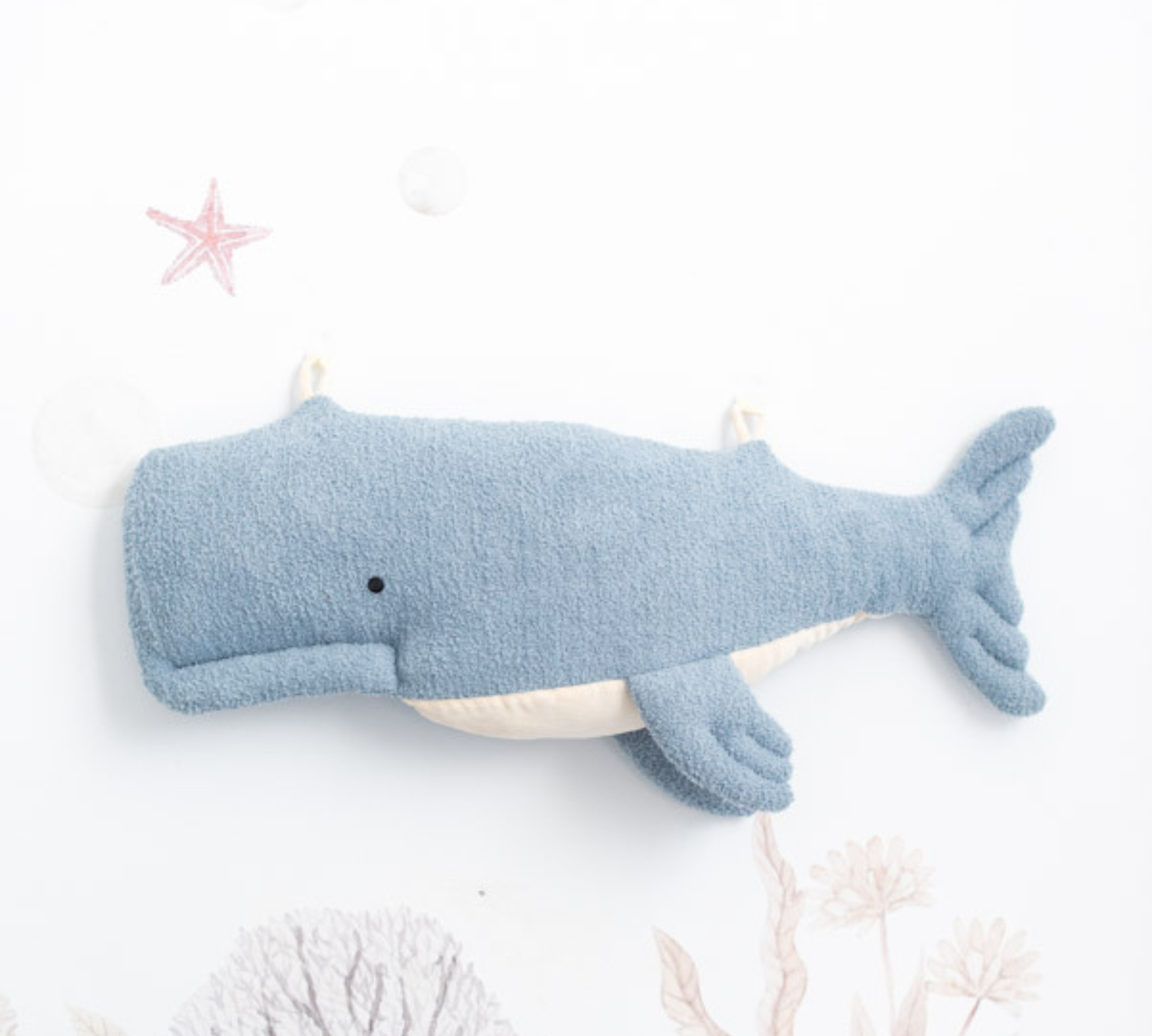 2x Beluga Whale Plush Toy Cotton Blue Beige