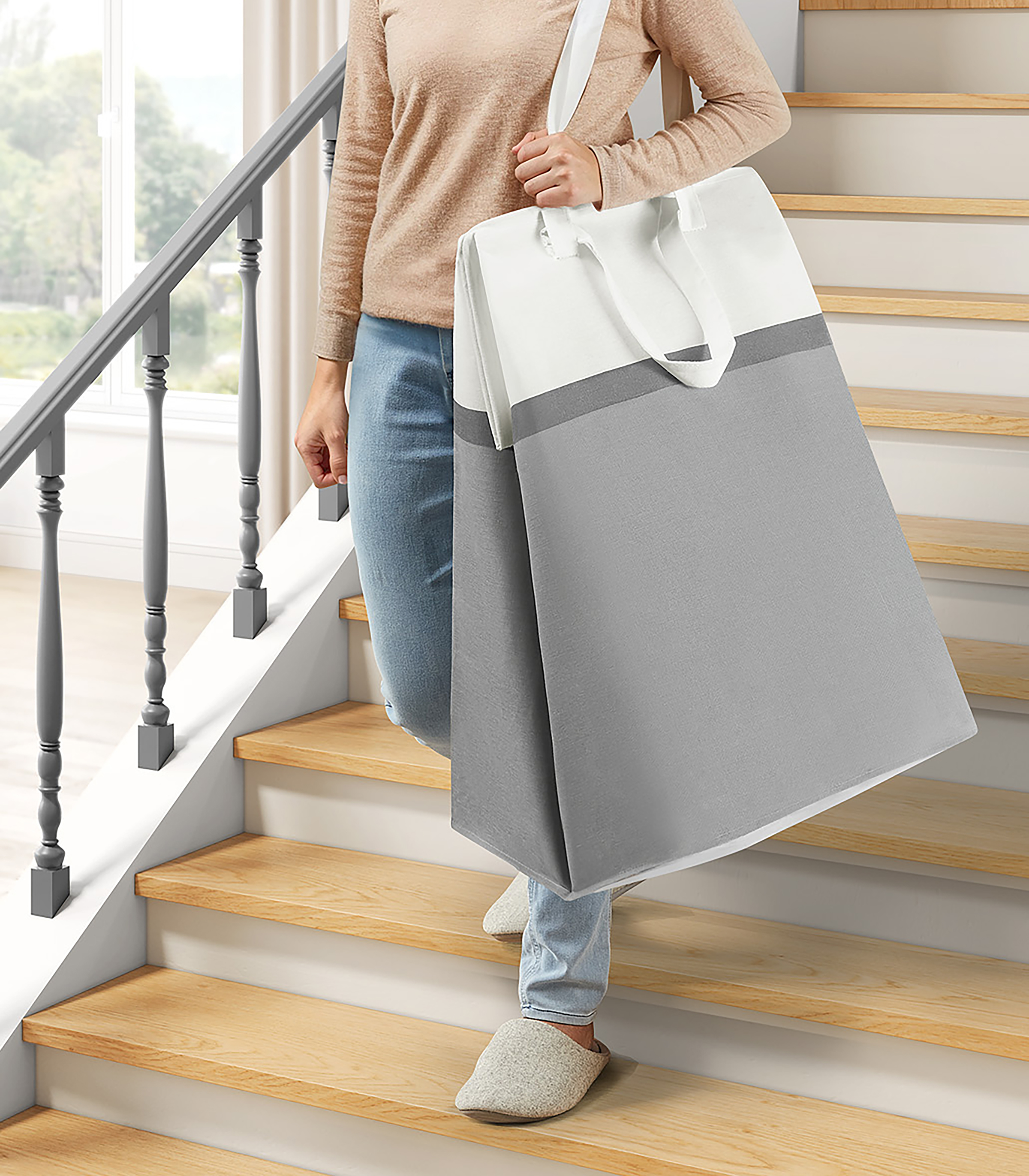 Laundry basket Abumi set of 2 Light grey