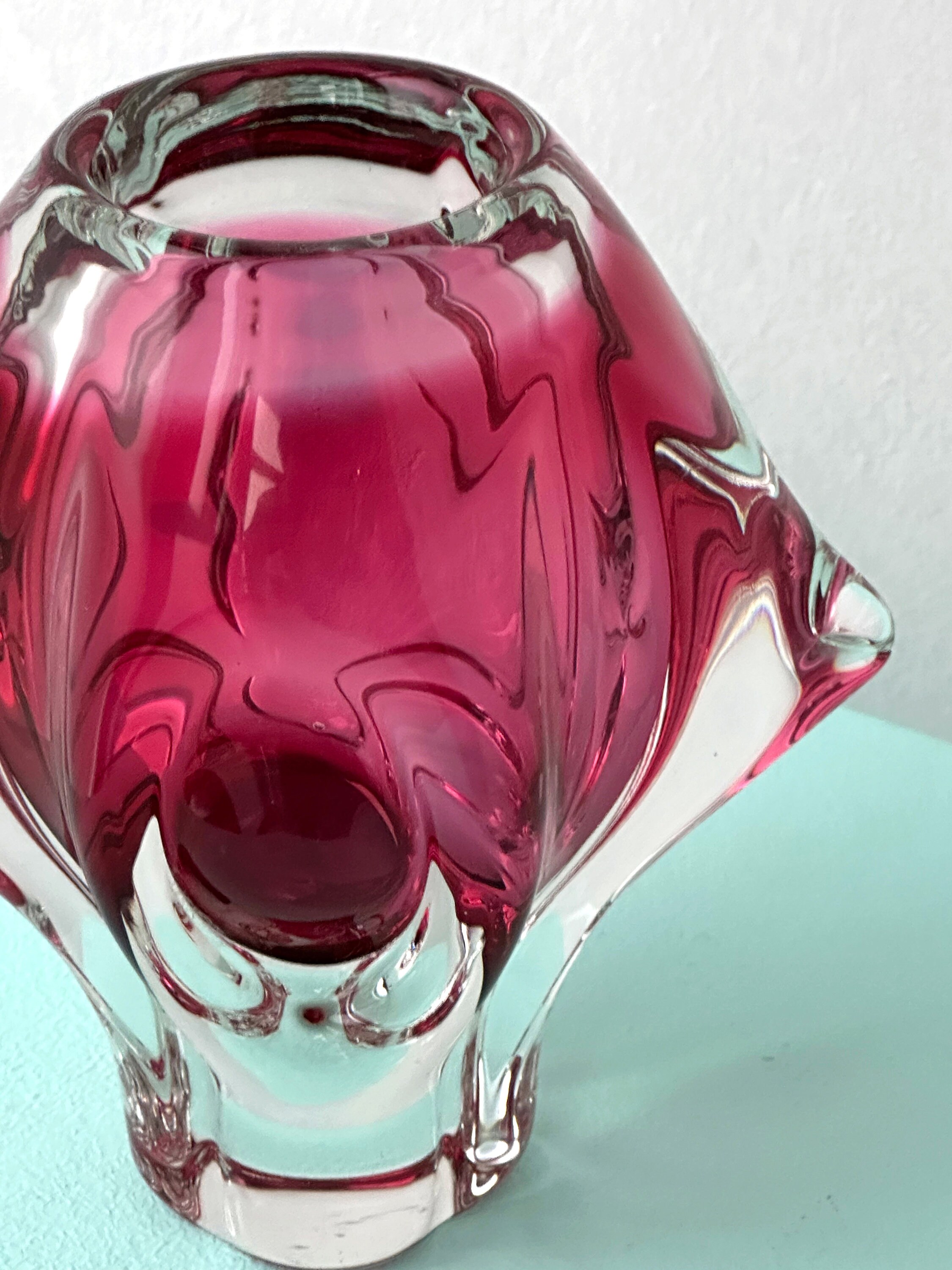 Vintage Vase Glas Rot