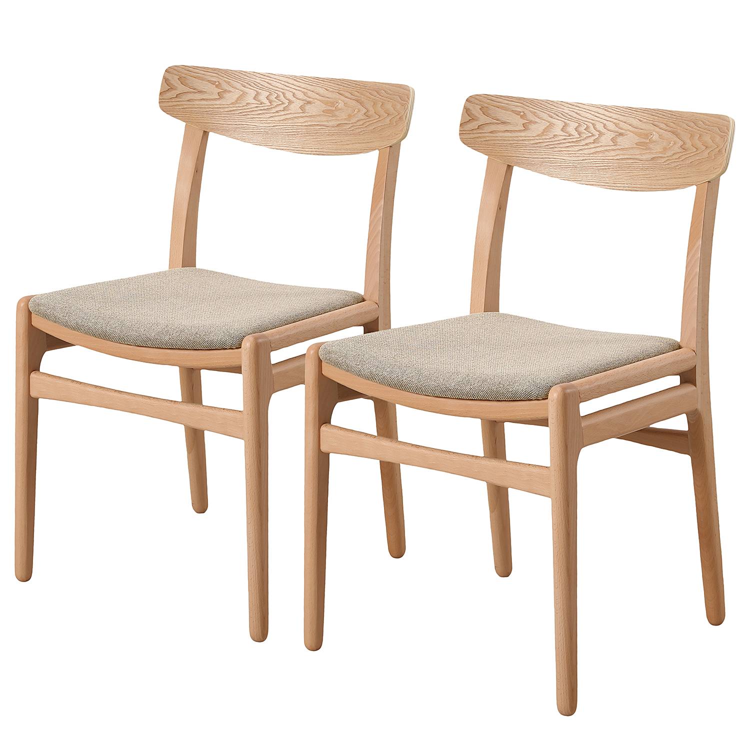 2x Huxford Esszimmerstuhl Massivholz Beige