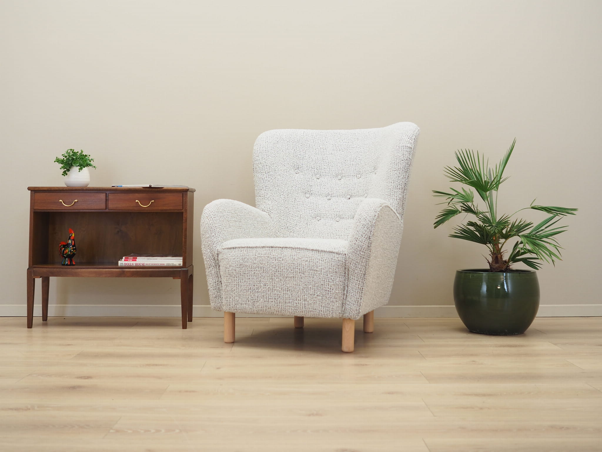 Sessel Textil Holz Weiß