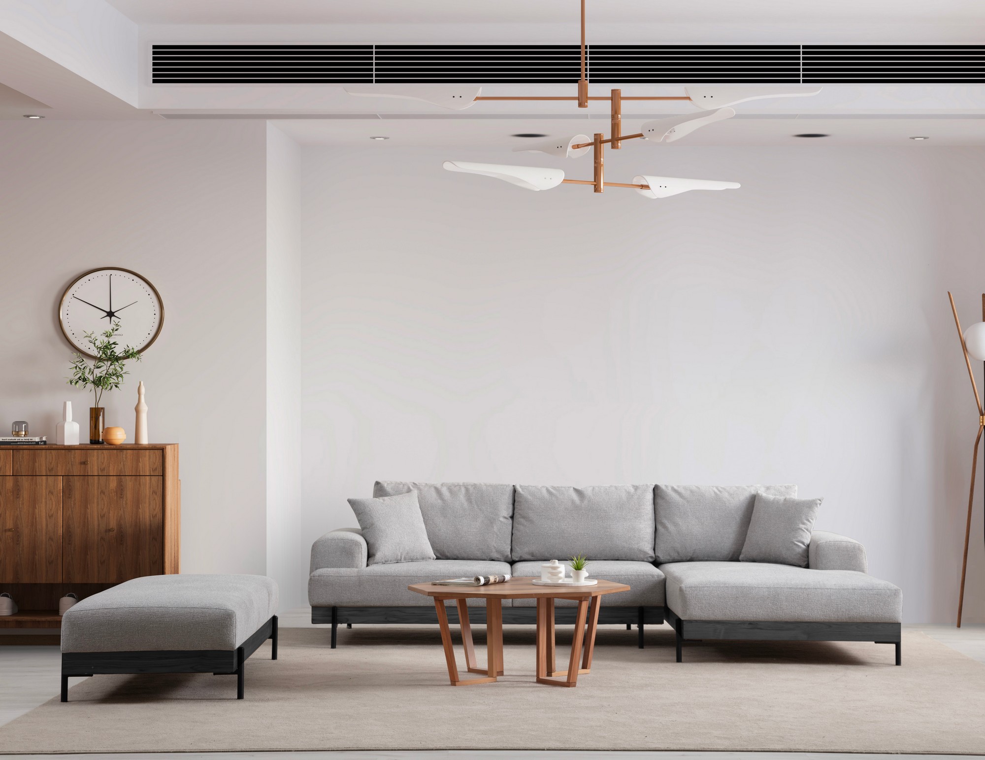 Eti Black Right Chaise Lounge Sofa Gray