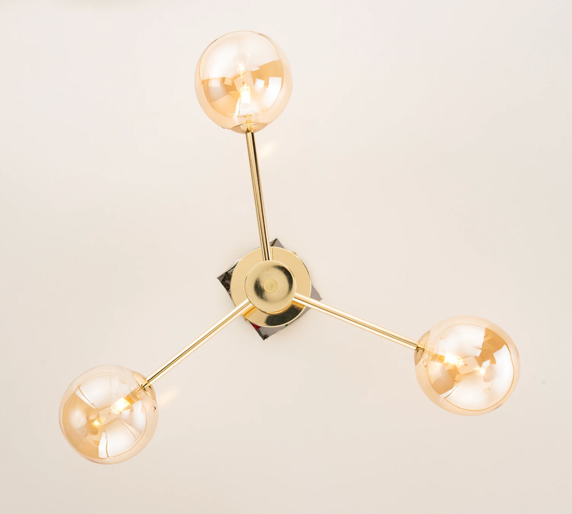 3-light ceiling lamp iron gold