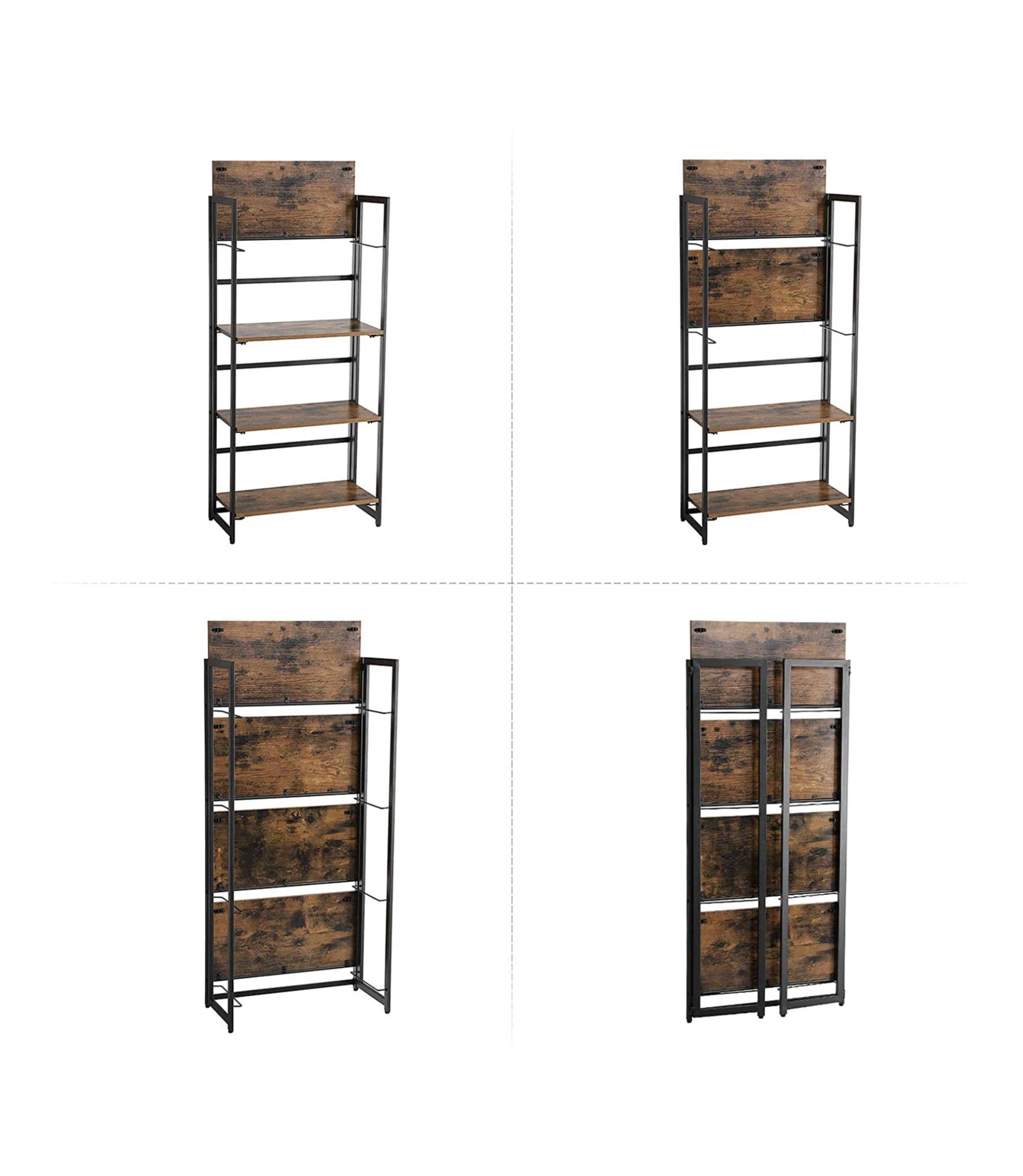 Regal Holz Metal Braun Schwarz