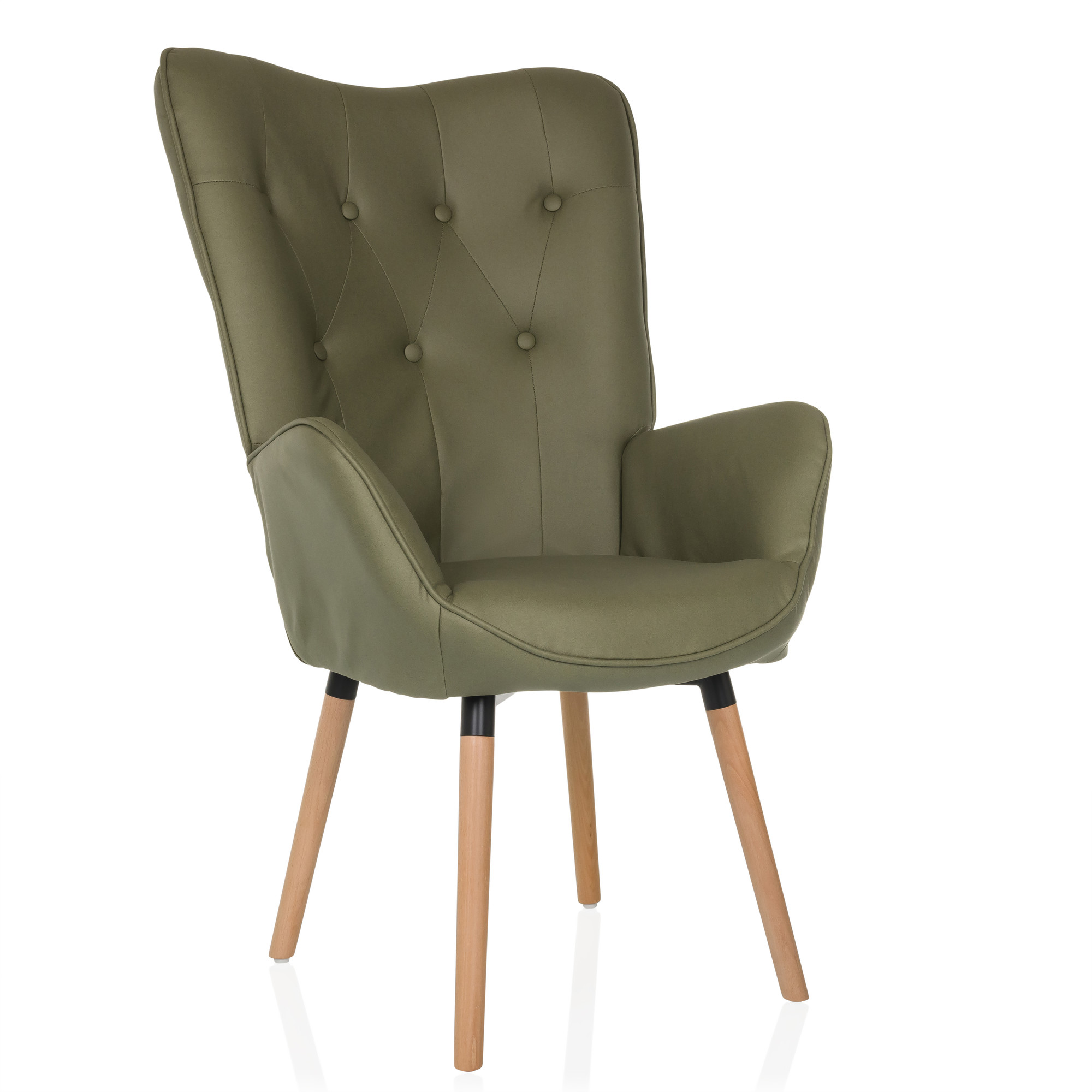 HAVENIO I Armchair Fabric Velvet Olive Green