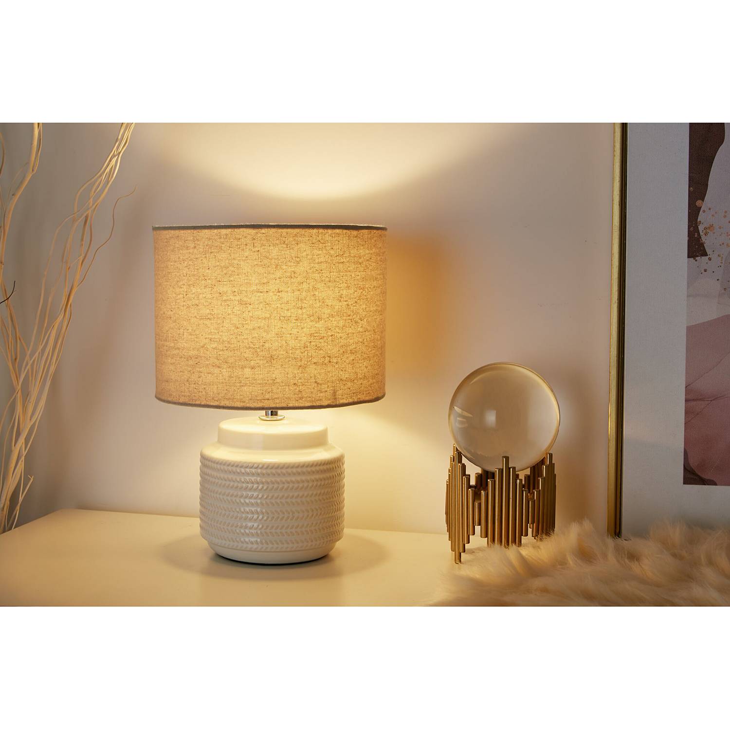 Bright Soul Tischleuchte 1-flammig Mischgewebe Keramik