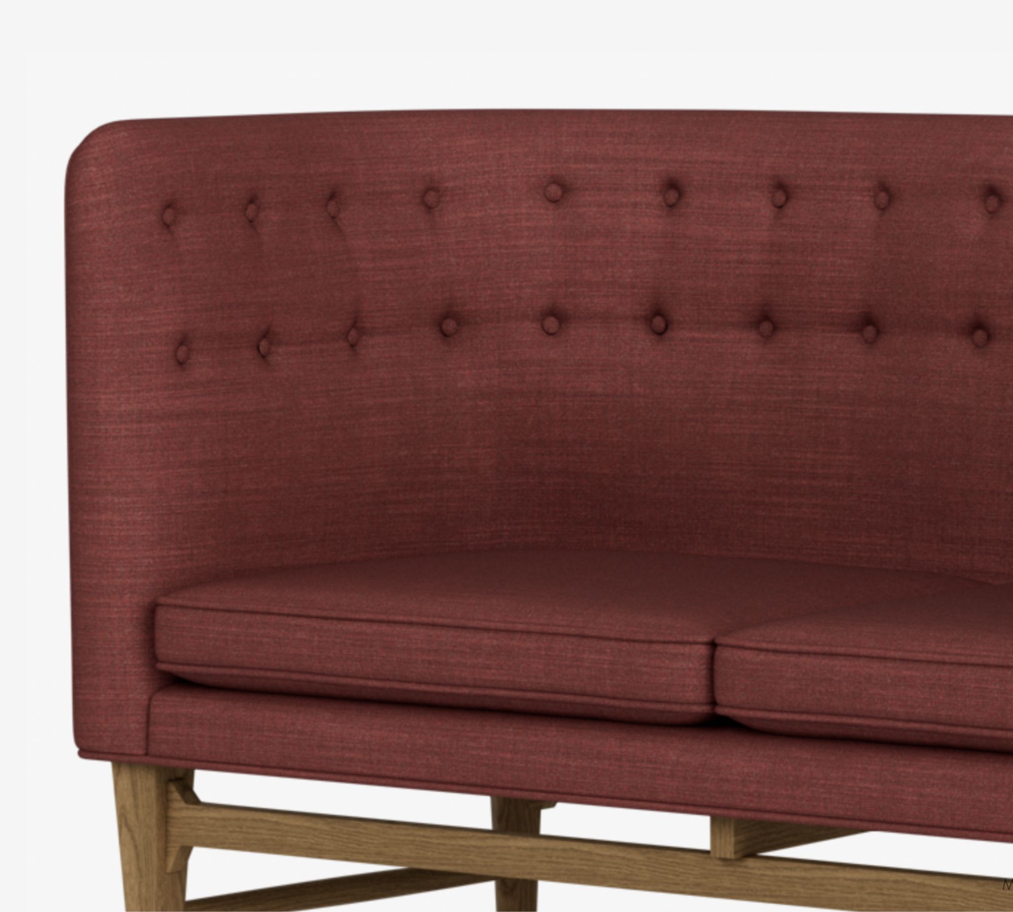 Mayor AJ6 Sofa Samt Walnussholz Blau