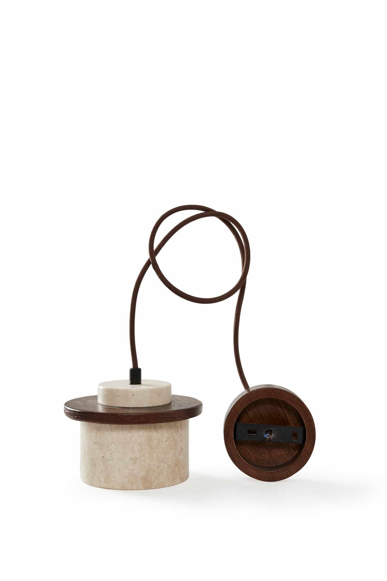 Duck Pendant Light Walnut Wood Travertine Brown