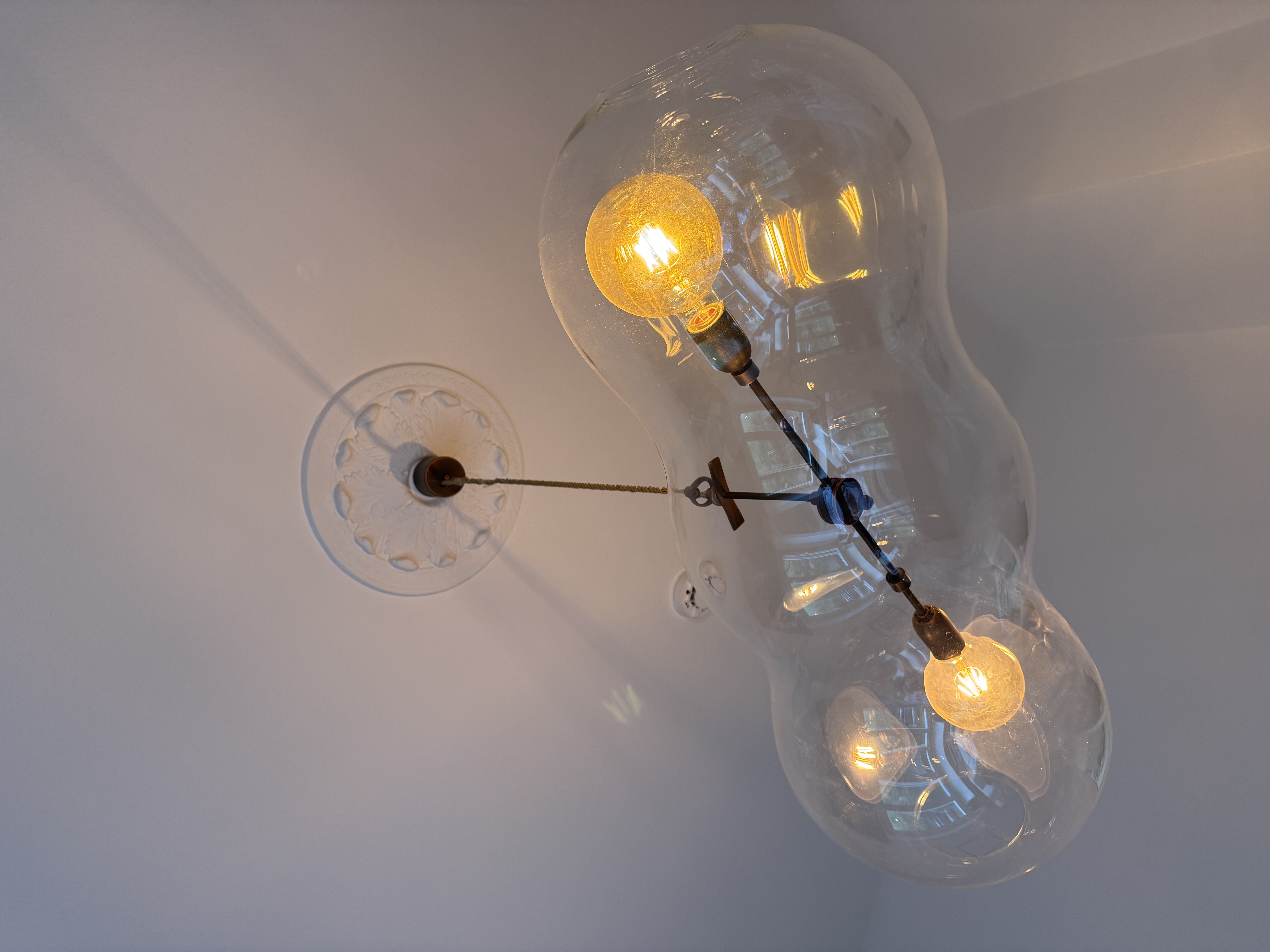 Designer glass pendant lamp organic shape