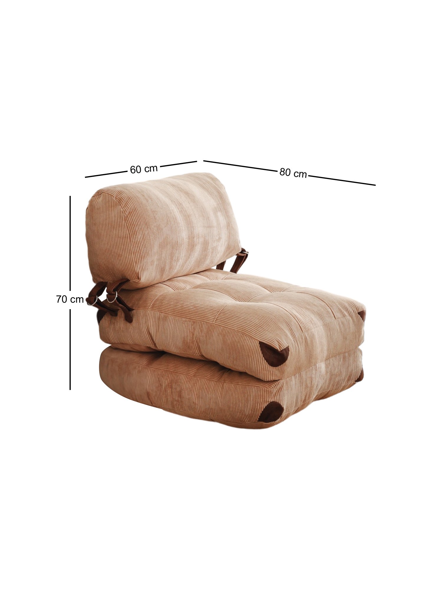 Fold Kadife Schlafsofa 1-Sitzer Camel